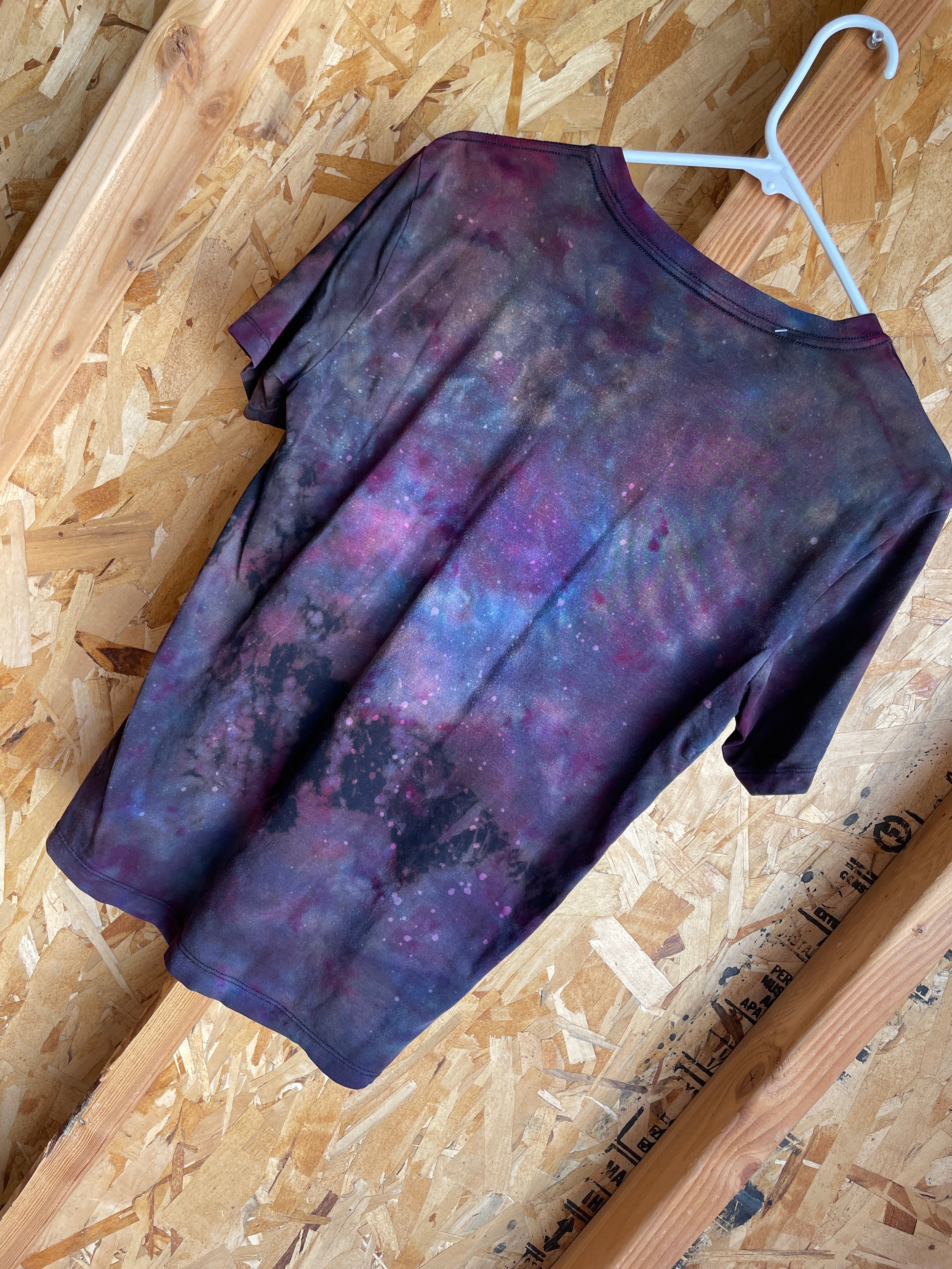 Large Women’s May The Force Be With You Handmade Galaxy Tie Dye T-Shirt | Star Wars Black, Purple, and Pink Ice Dye Short Sleeve