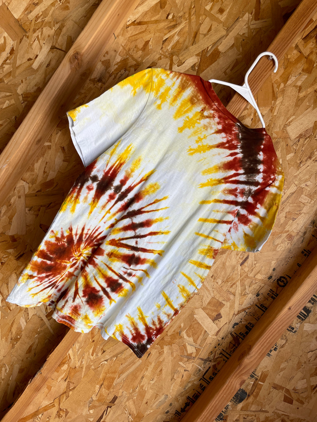 Large Women’s Better Together Handmade Tie Dye T-Shirt | Earth Tones Rainbow Spiral Tie Dye Short Sleeve