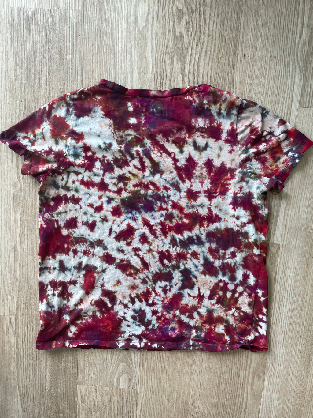 XL Women's AC/DC High Voltage Rock and Roll Handmade Reverse Tie Dye T-Shirt | One-Of-a-Kind Black and Red Short Sleeve