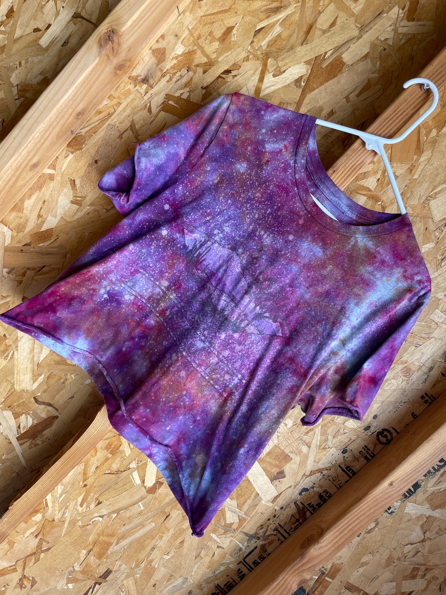 XL Unisex Arizona Nights Handmade Tie Dye Crop Top | Pink and Purple Galaxy Tie Dye Short Sleeve