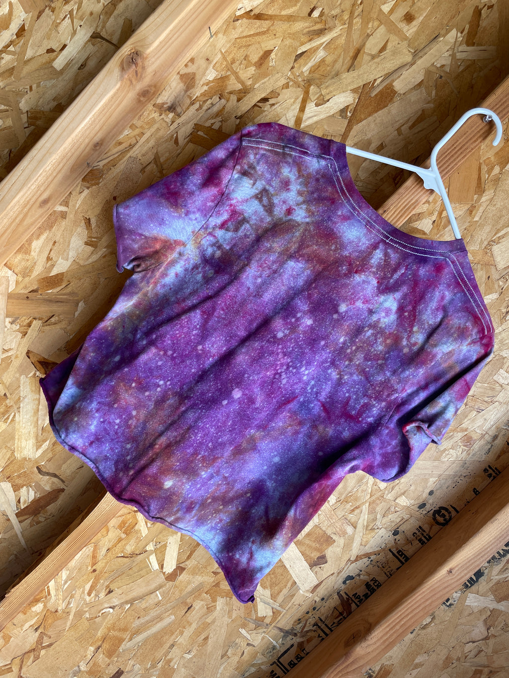 XL Unisex Arizona Nights Handmade Tie Dye Crop Top | Pink and Purple Galaxy Tie Dye Short Sleeve