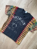 MEDIUM Men’s Queen 1975 Tour Handmade Tie Dye T-Shirt | One-Of-a-Kind Black and Rainbow Short Sleeve