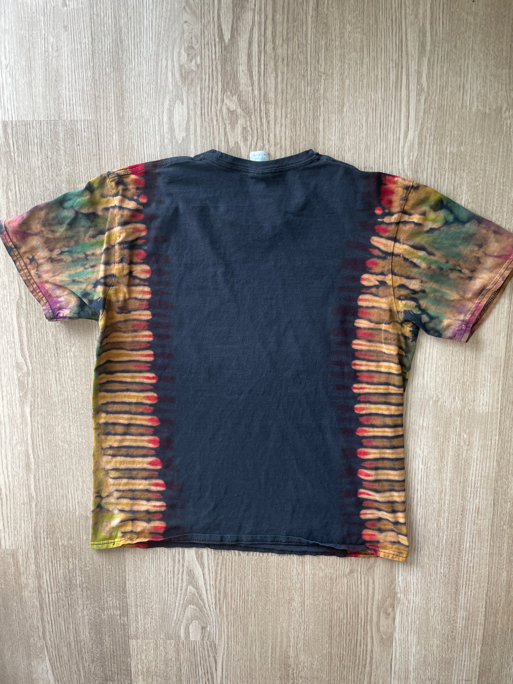 MEDIUM Men’s Queen 1975 Tour Handmade Tie Dye T-Shirt | One-Of-a-Kind Black and Rainbow Short Sleeve