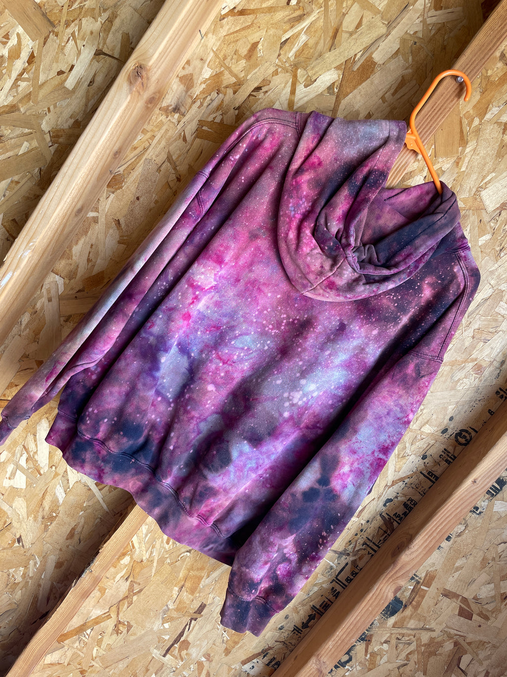 Large Men’s United Nations Handmade Tie Dye Hoodie | Black and Pink Galaxy Ice Dye Tie Dye Sweatshirt