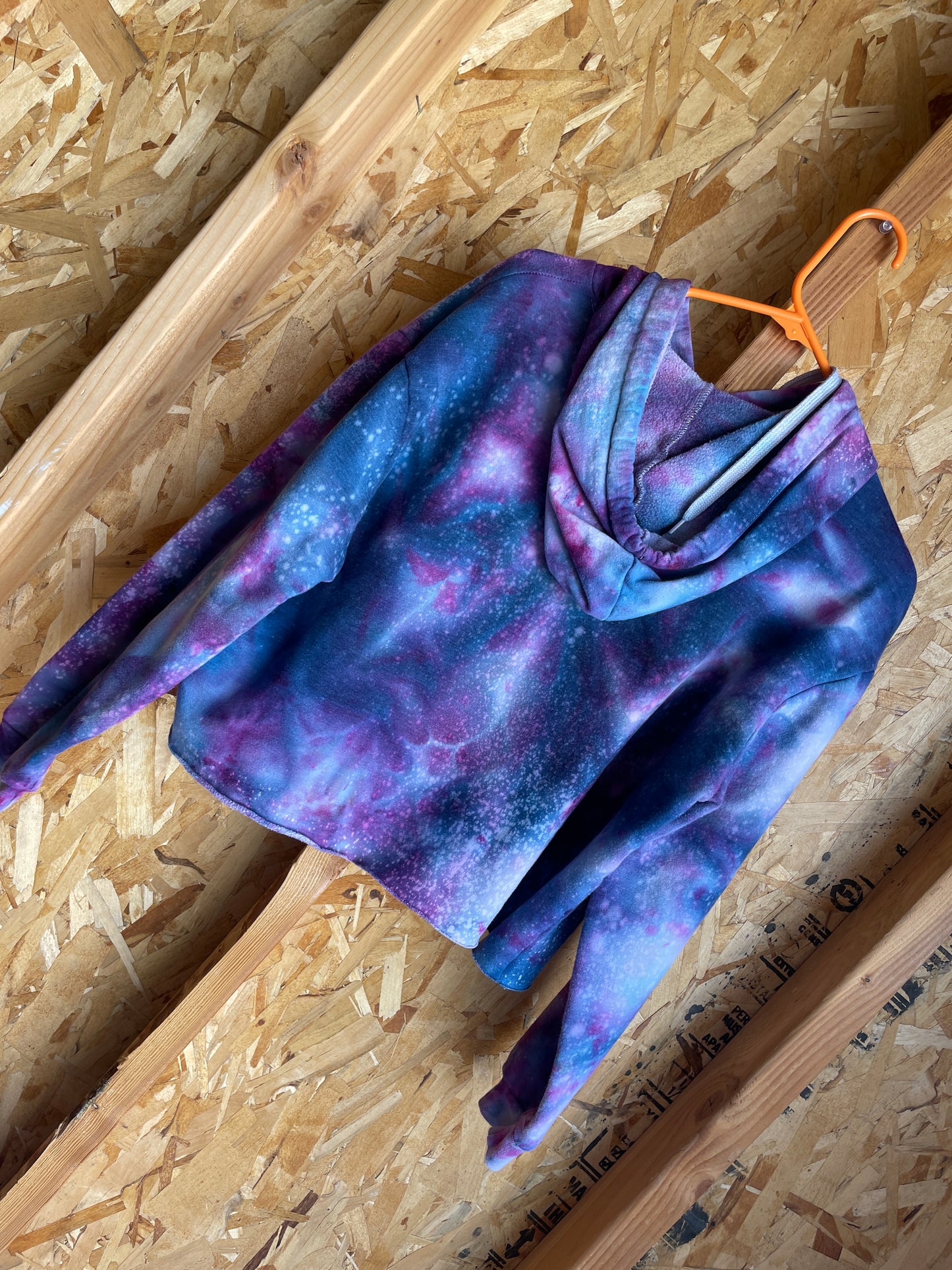 Small Women’s Coca-Cola Handmade Tie Dye Cropped Hoodie | Blue and Purple Galaxy Ice Dye Tie Dye Short Sleeve