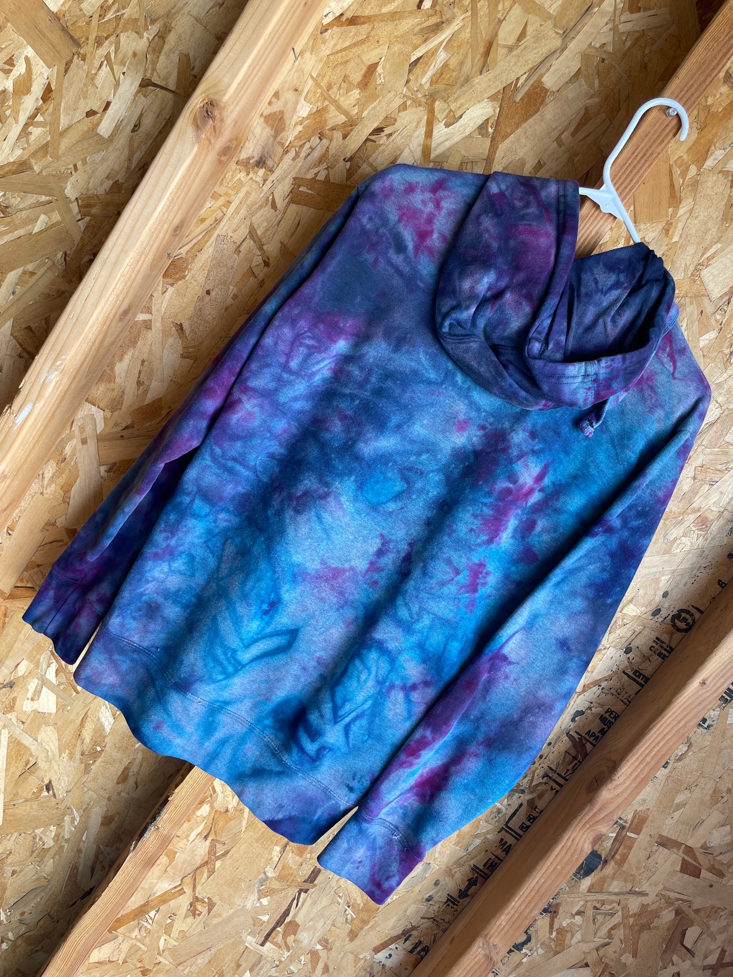 Medium Men’s Champion Tie Dye Zip Hoodie | Blue, Purple, and Pink Galaxy Ice Dye Long Sleeve Hooded Sweatshirt