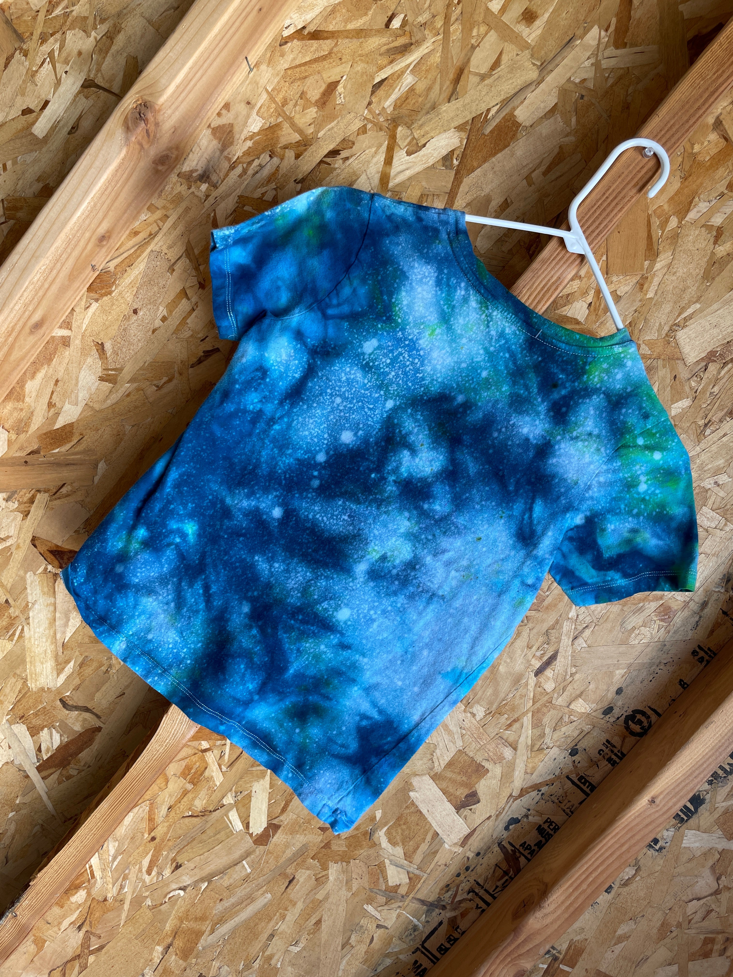 Youth Large Take It Easy Handmade Tie Dye T-Shirt | Cool Tones Galaxy Tie Dye Short Sleeve