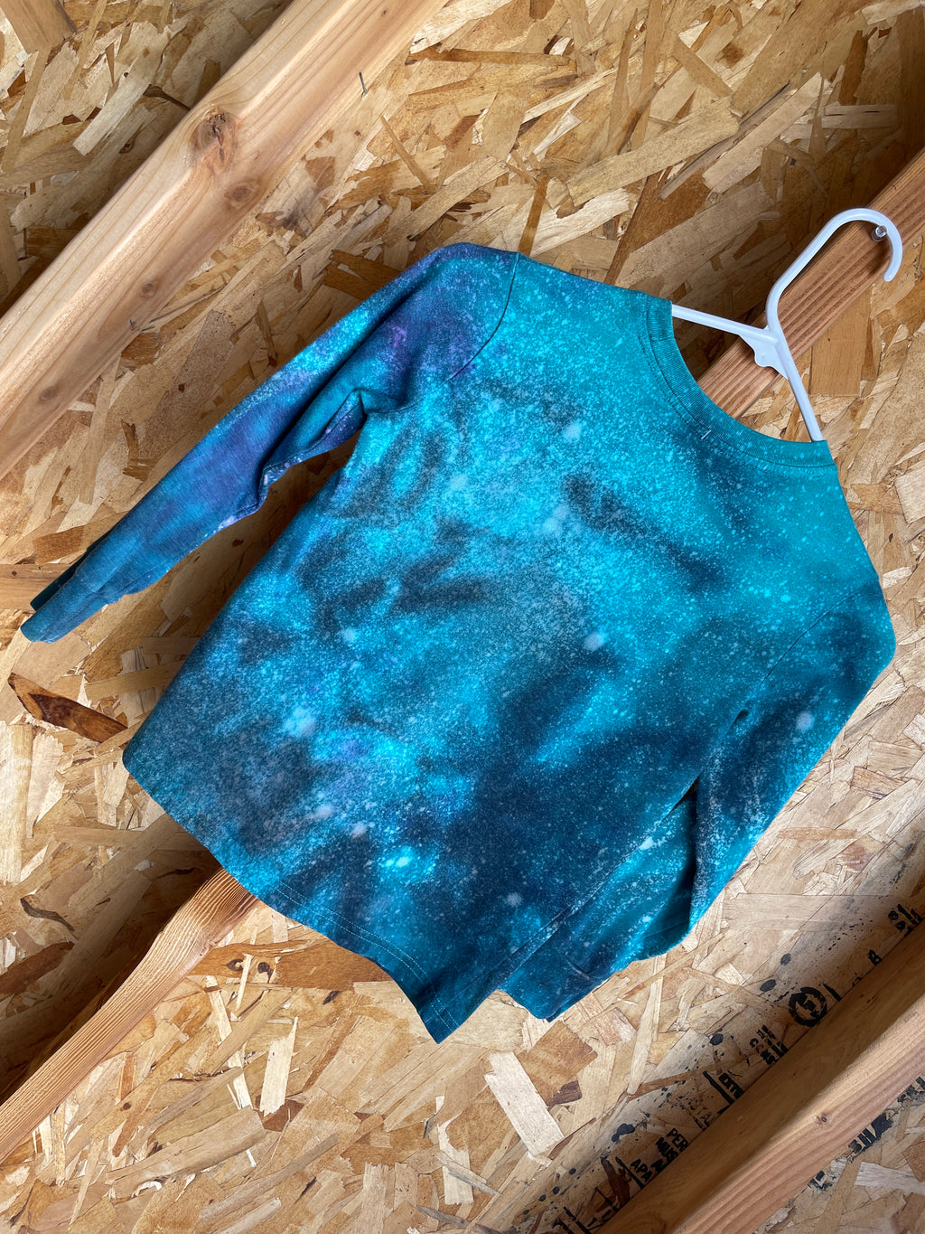 Kids' Size Small Be Thankful Handmade Tie Dye T-Shirt | Cool Tones Galaxy Tie Dye Long Sleeve