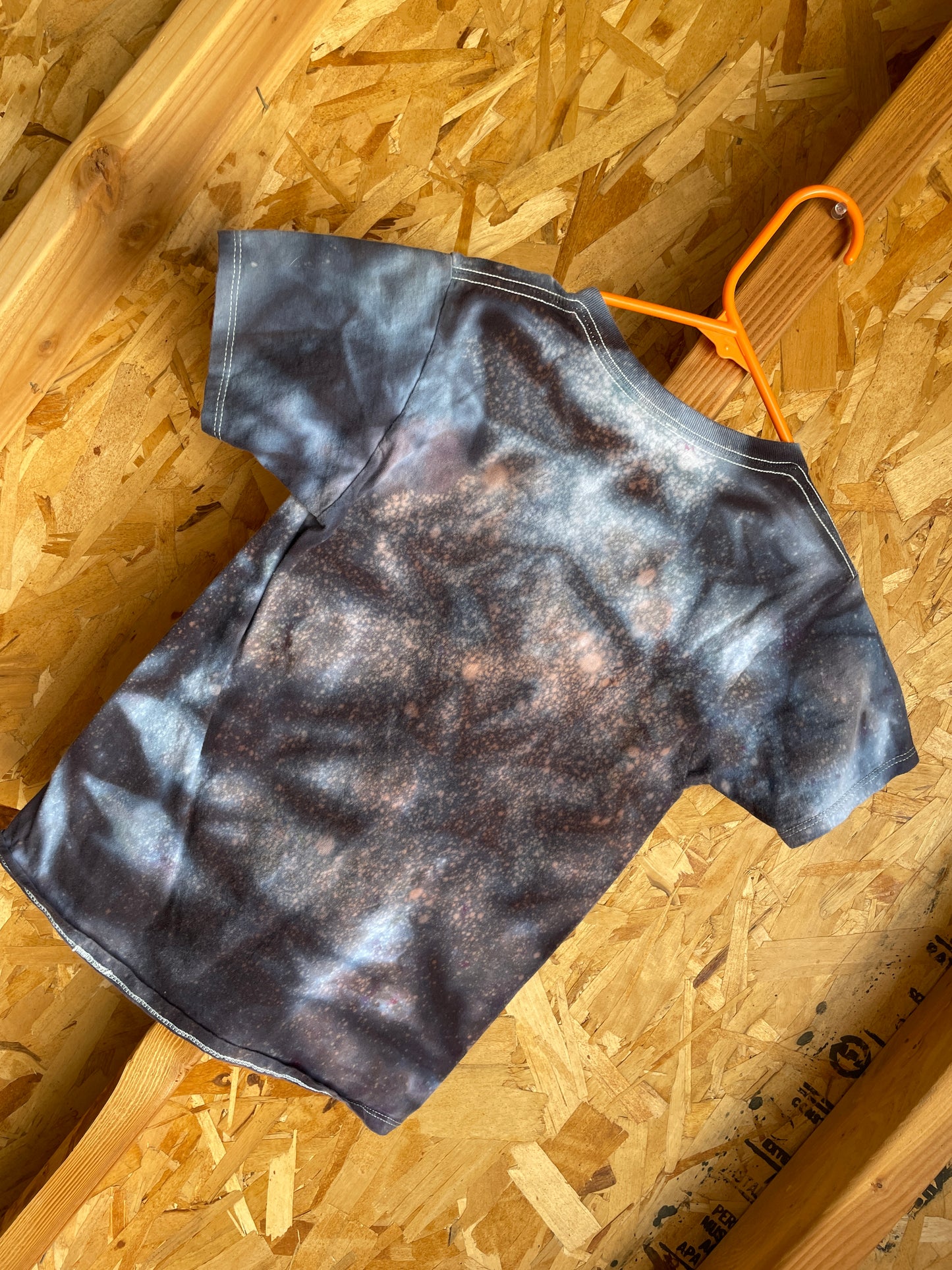 XL Kids Black and Gray Handmade Tie Dye T-Shirt | Marble Dye Ice Tie Dye Short Sleeve