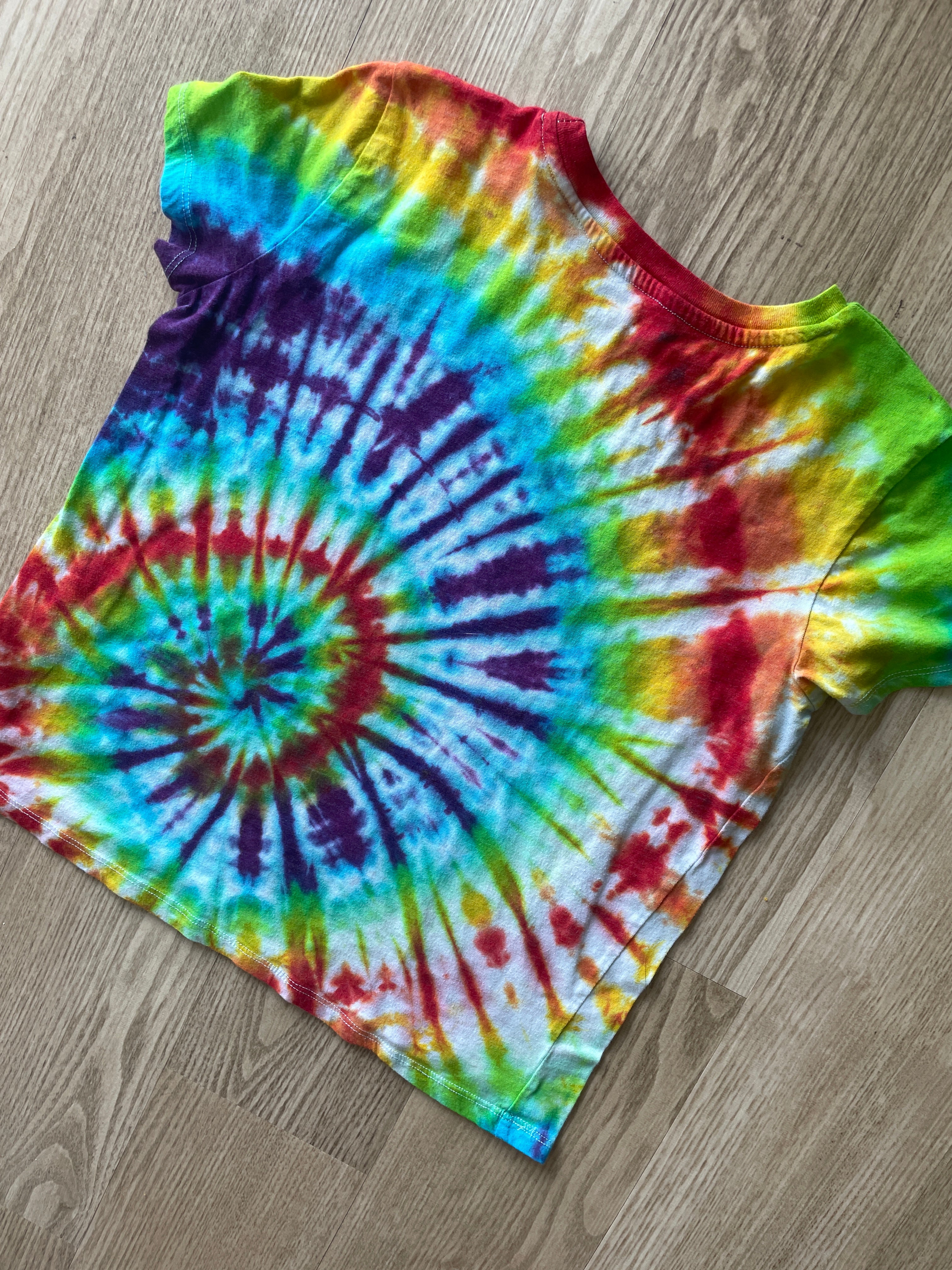 MEDIUM Women's Equality PRIDE Handmade Tie Dye T-Shirt | One-Of-a-Kind Rainbow Spiral Short Sleeve