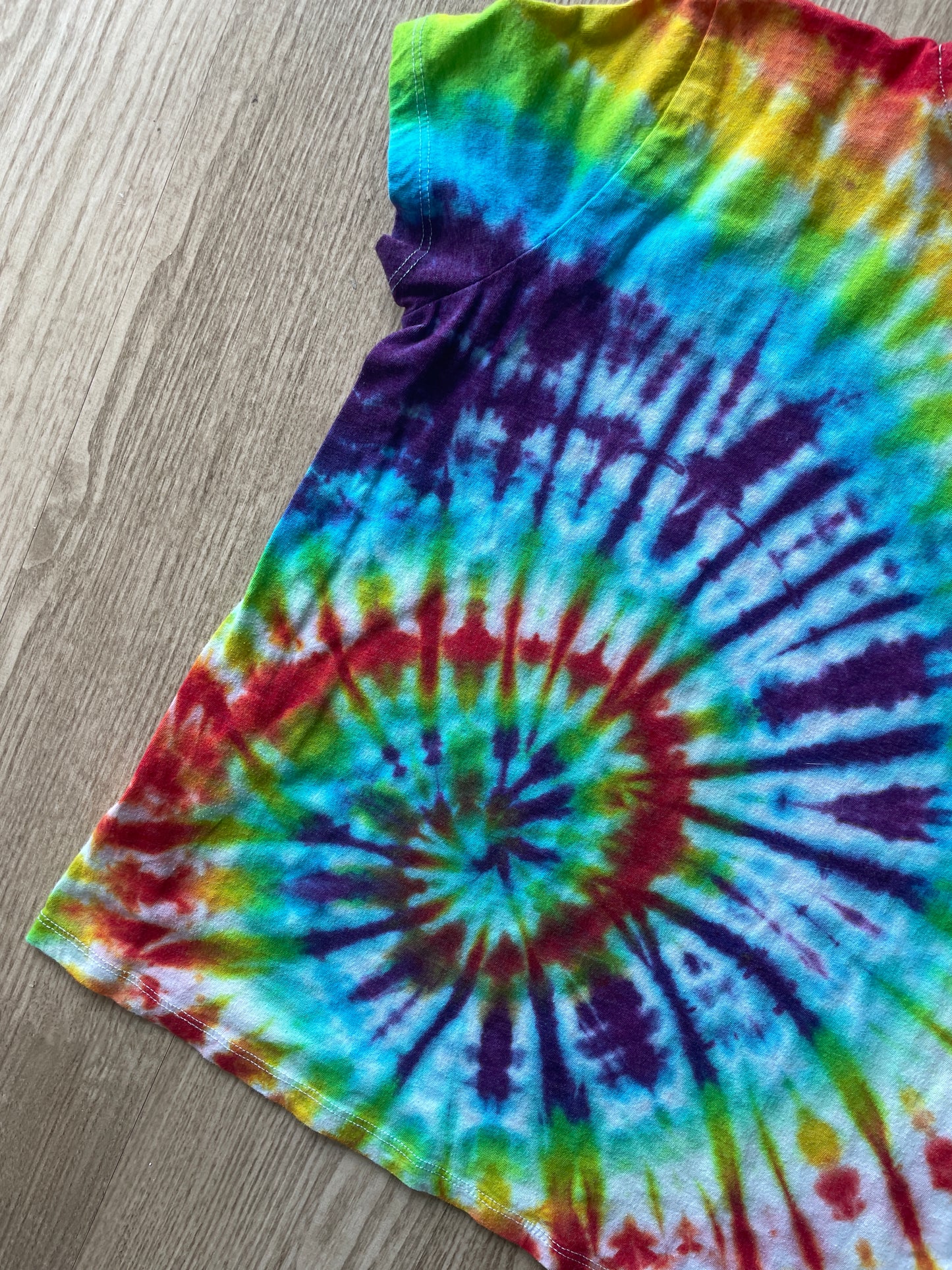MEDIUM Women's Equality PRIDE Handmade Tie Dye T-Shirt | One-Of-a-Kind Rainbow Spiral Short Sleeve