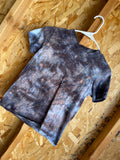 Youth Medium Handmade Tie Dye T-Shirt | Black and Gray Marble Ice Tie Dye Short Sleeve