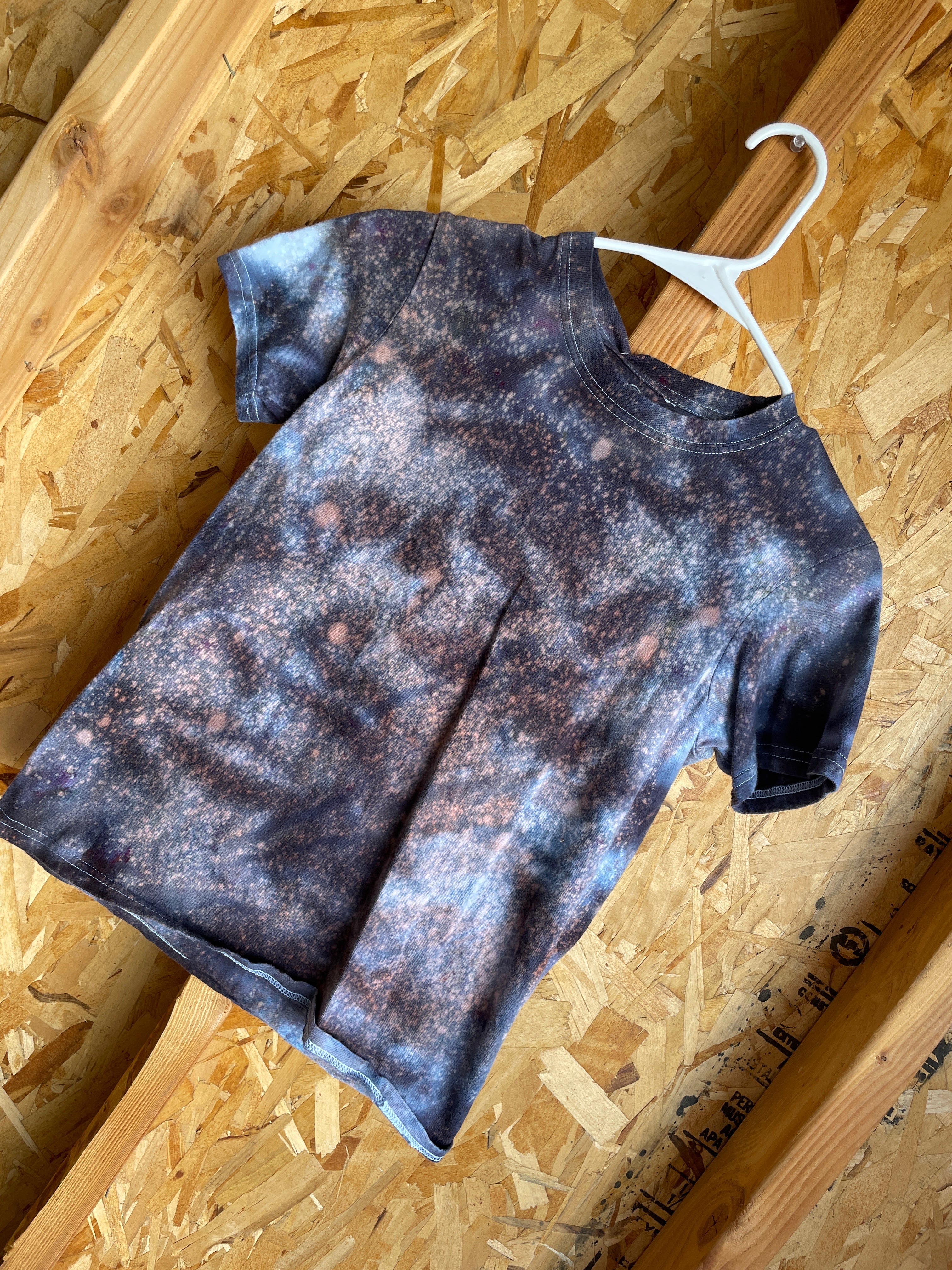 Youth Medium Handmade Tie Dye T-Shirt | Black and Gray Marble Ice Tie Dye Short Sleeve