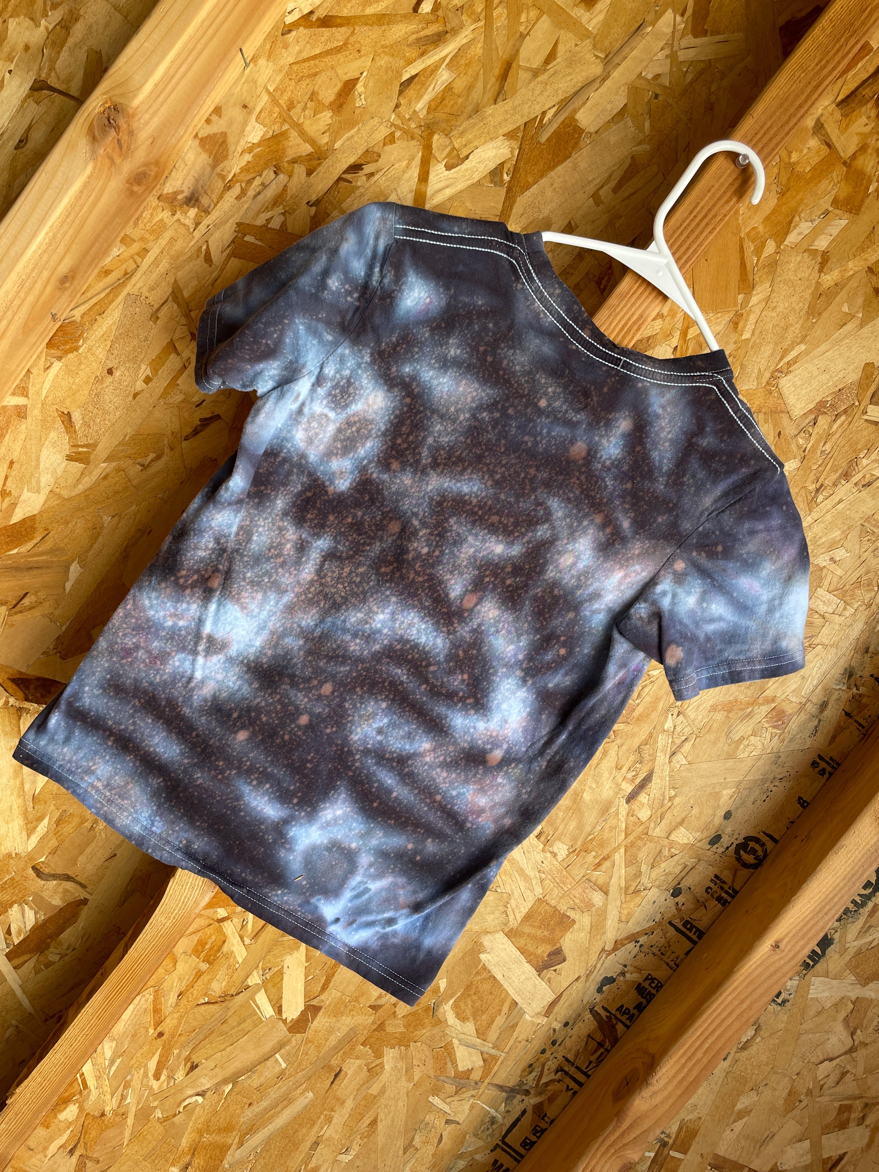 Youth Medium Handmade Tie Dye T-Shirt | Black and Gray Marble Ice Tie Dye Short Sleeve
