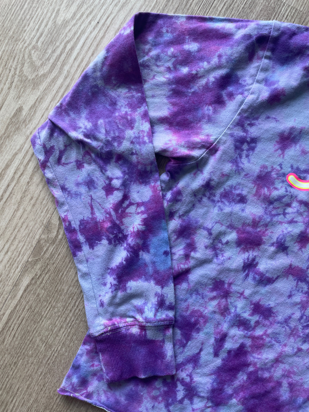 LARGE Women's Hustle Handmade Tie Dye Long Sleeve T-Shirt | One-Of-a-Kind Pastel Purple Short Sleeve