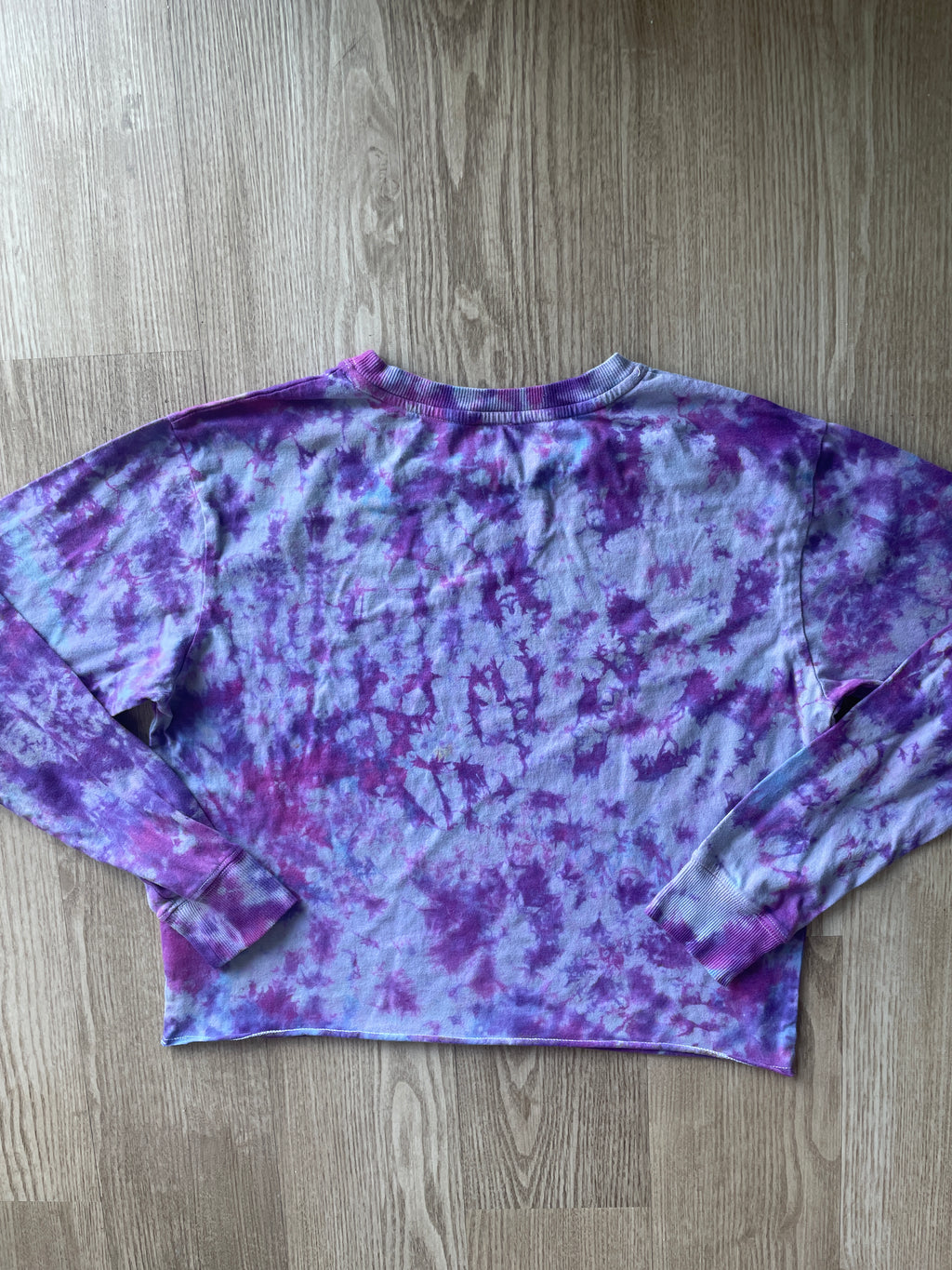 LARGE Women's Hustle Handmade Tie Dye Long Sleeve T-Shirt | One-Of-a-Kind Pastel Purple Short Sleeve