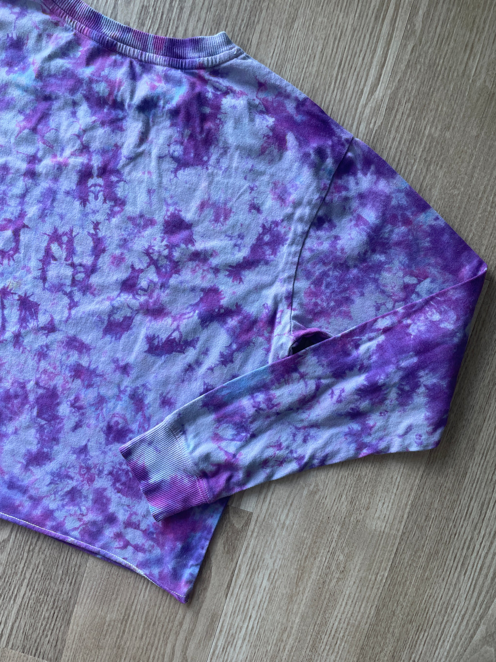 LARGE Women's Hustle Handmade Tie Dye Long Sleeve T-Shirt | One-Of-a-Kind Pastel Purple Short Sleeve