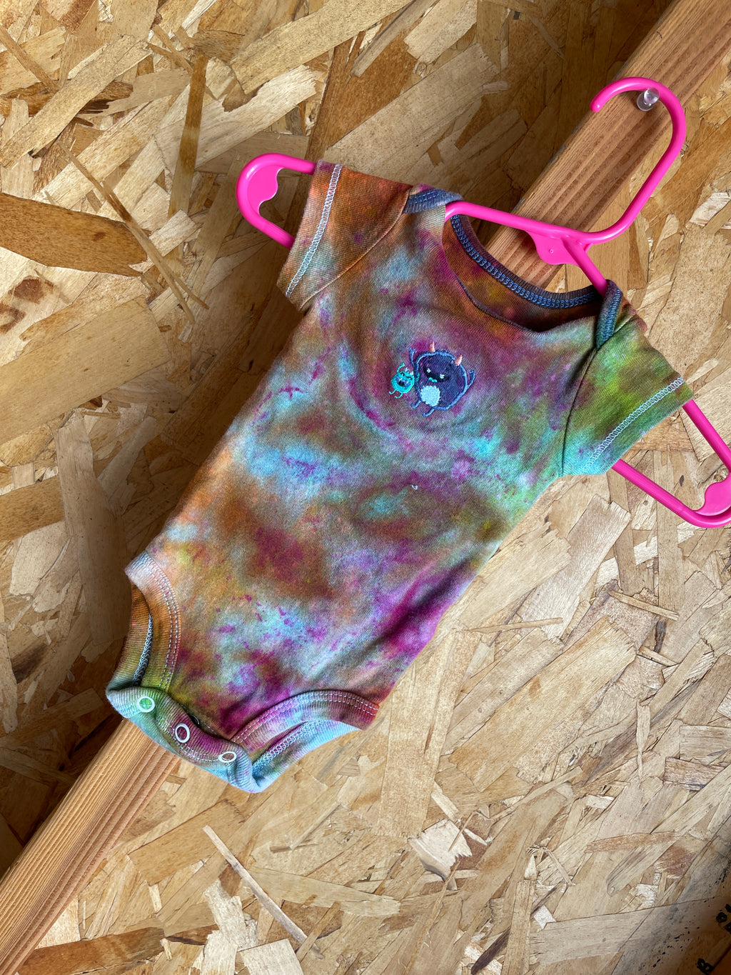 0-3 MONTHS Short Sleeve Baby Onesie | Handmade Tie Dye Cotton Onesie | Galaxy Ice Dyed Baby clothing