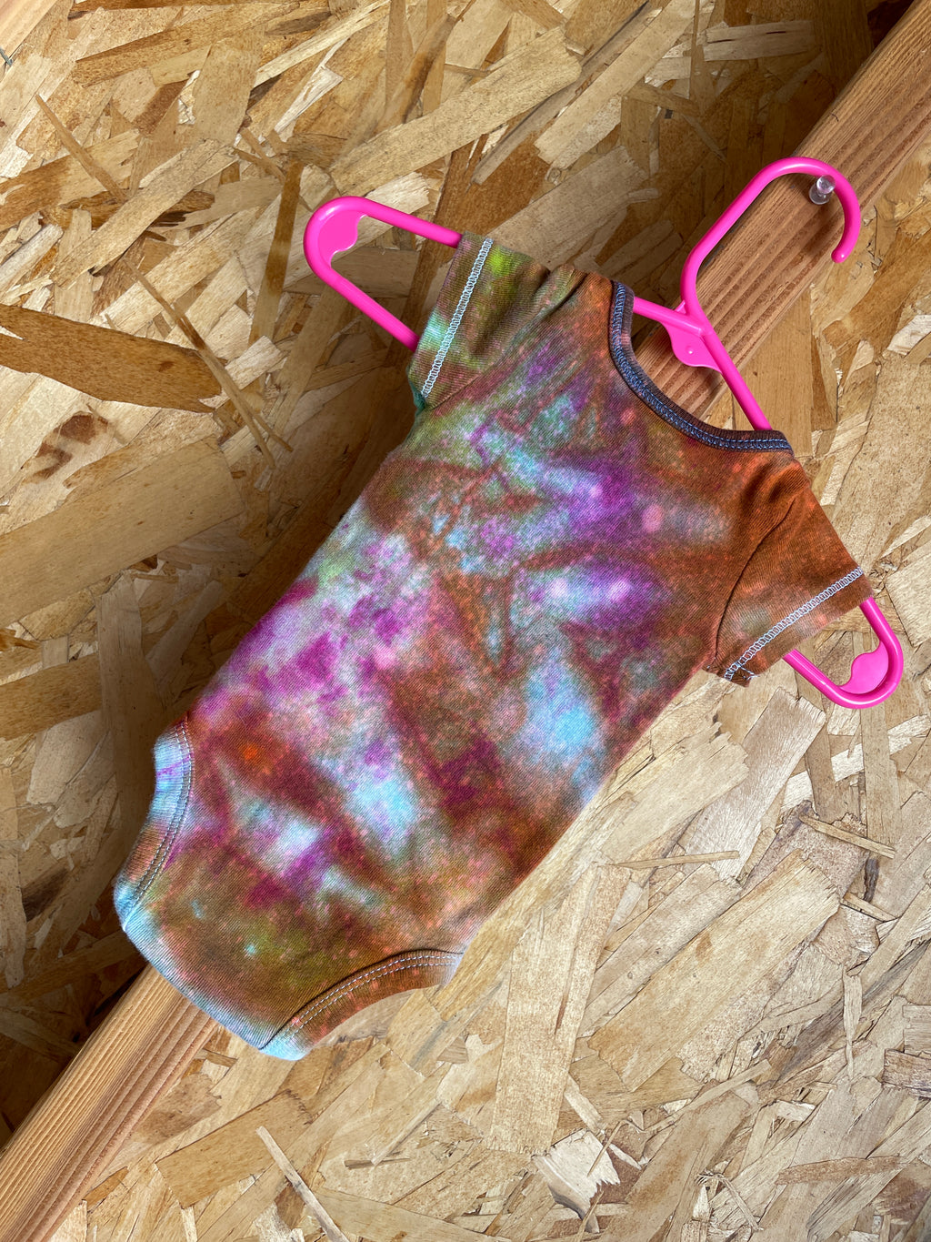 0-3 MONTHS Short Sleeve Baby Onesie | Handmade Tie Dye Cotton Onesie | Galaxy Ice Dyed Baby clothing