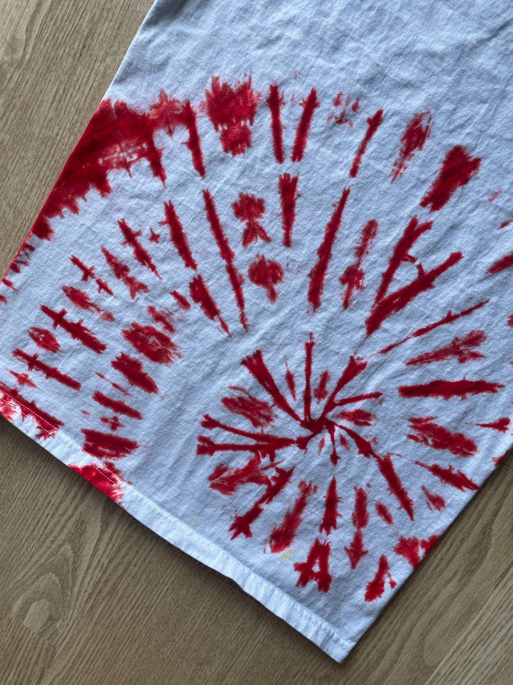 SMALL Men’s Macklemore & the Maniacs Handmade Tie Dye Tour T-Shirt | One-Of-a-Kind Red and White Short Sleeve