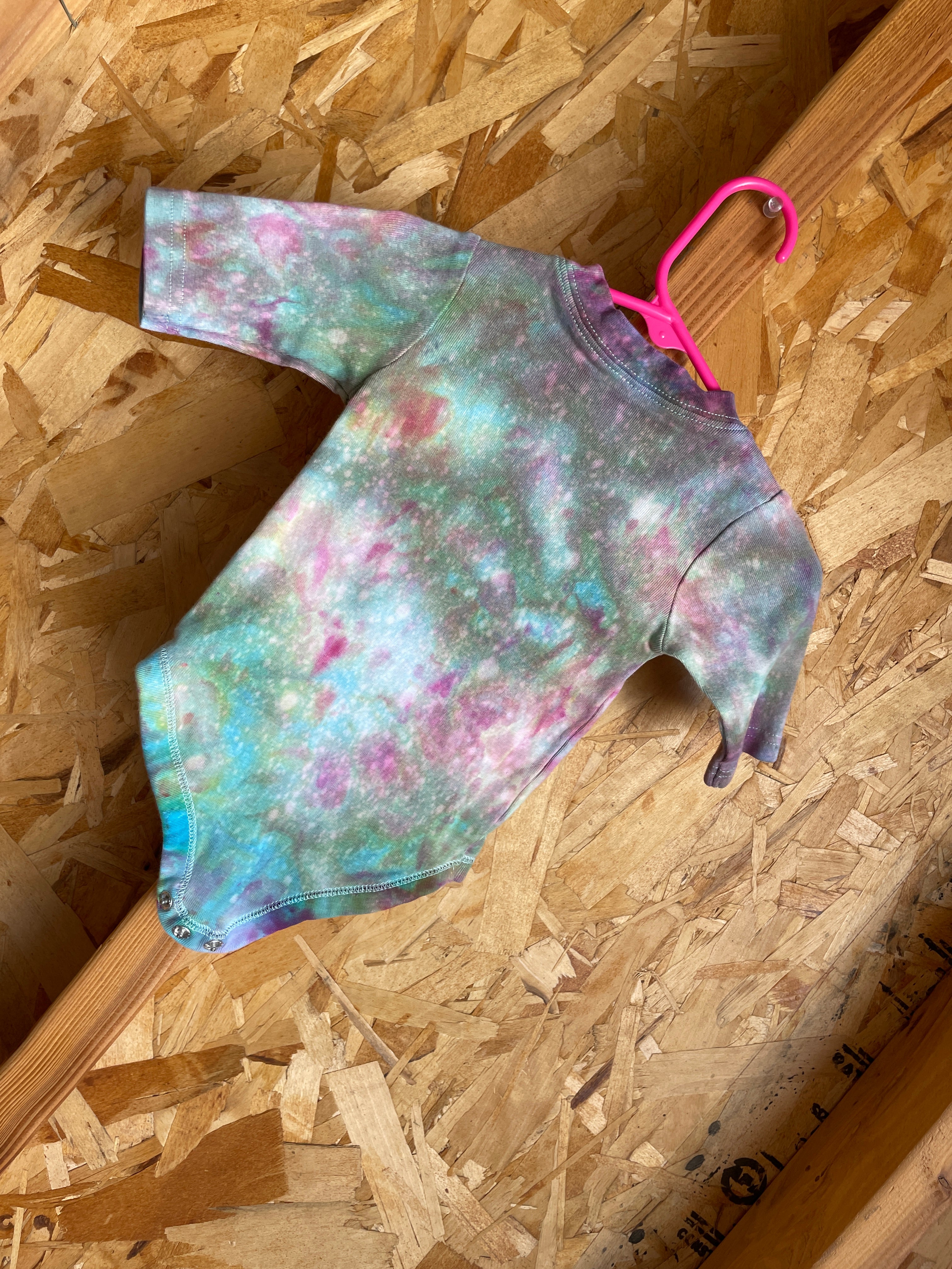 0-3 MONTHS Long Sleeve Baby Onesie | Handmade Tie Dye Cotton Onesie | Galaxy Ice Dyed Baby clothing