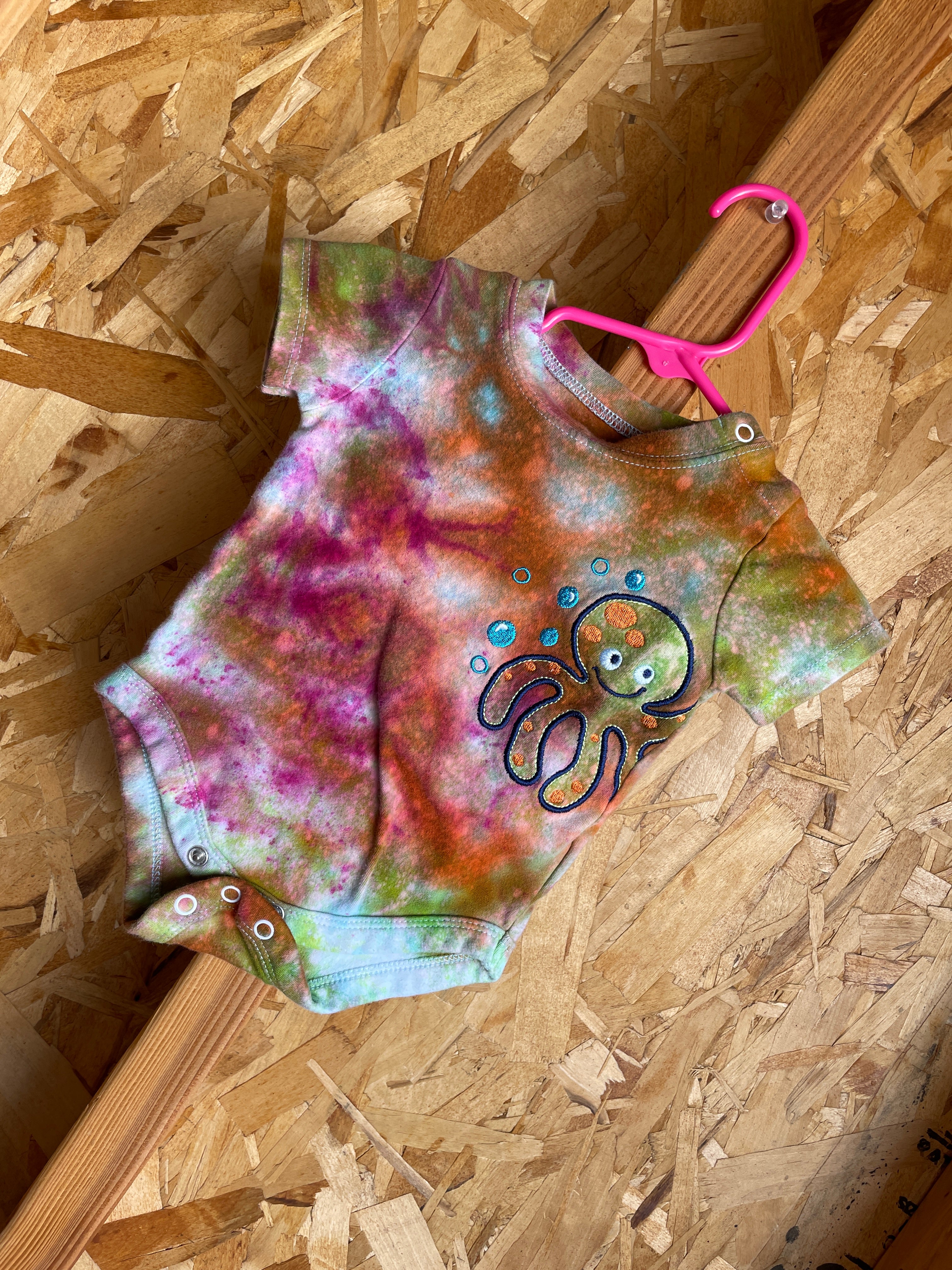 0-3 MONTHS Short Sleeve Baby Onesie | Handmade Tie Dye Cotton Onesie | Galaxy Ice Dyed Baby clothing