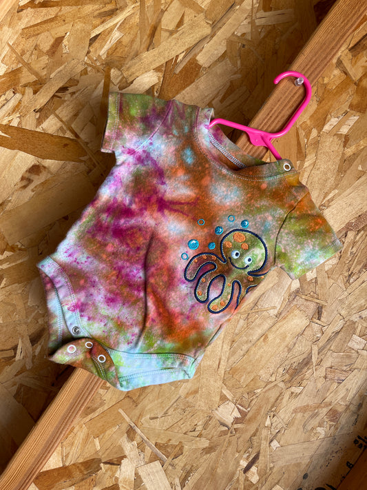 0-3 MONTHS Short Sleeve Baby Onesie | Handmade Tie Dye Cotton Onesie | Galaxy Ice Dyed Baby clothing