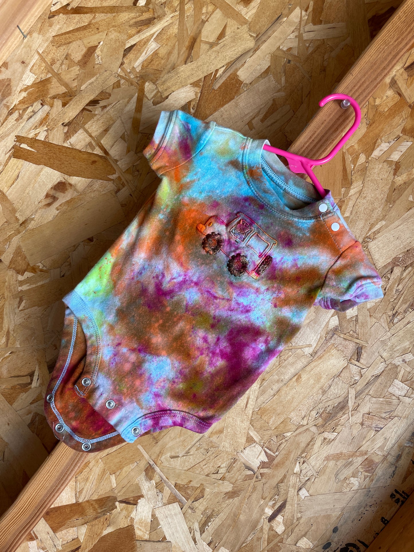 0-3 MONTHS Short Sleeve Baby Onesie | Handmade Tie Dye Cotton Onesie | Galaxy Ice Dyed Baby clothing