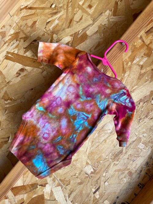 0-3 MONTHS Long Sleeve Baby Onesie | Handmade Tie Dye Cotton Onesie | Galaxy Ice Dyed Baby clothing