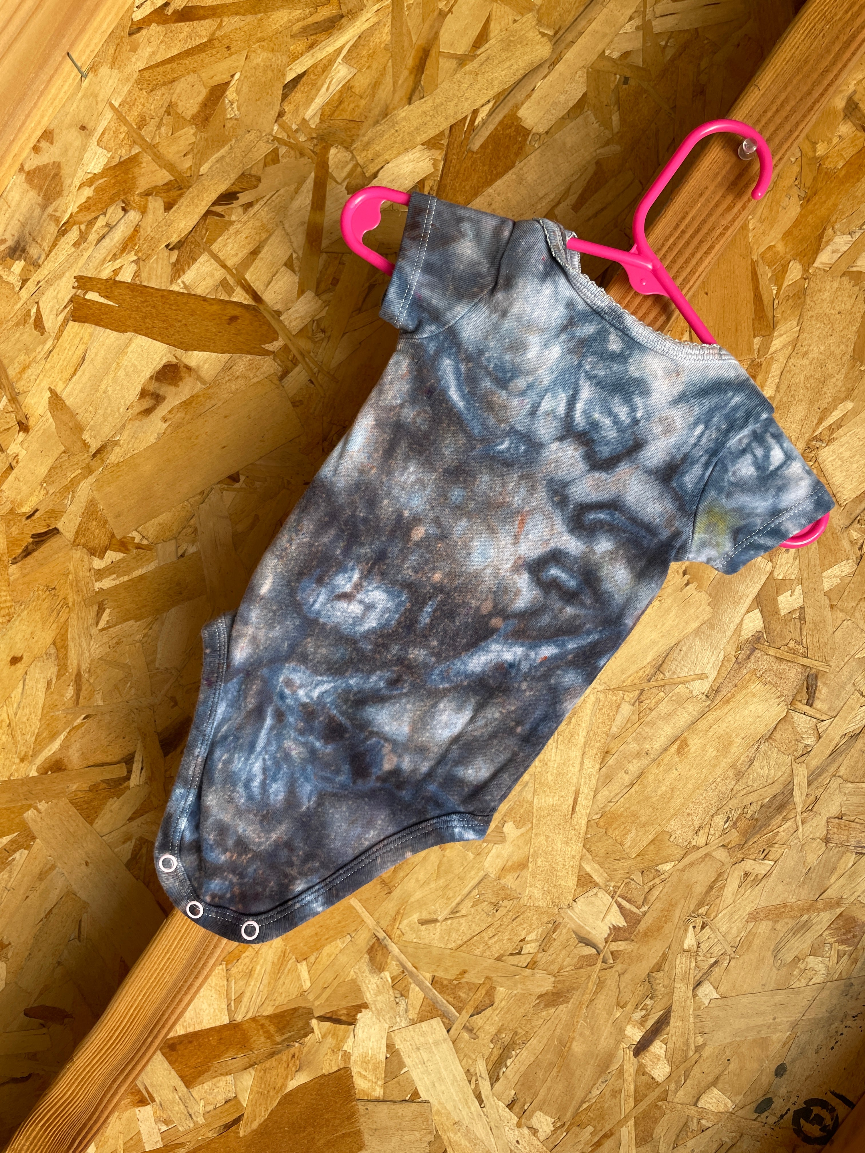 0-3 MONTHS Short Sleeve Baby Onesie | Handmade Tie Dye Cotton Onesie | Galaxy Ice Dyed Baby clothing