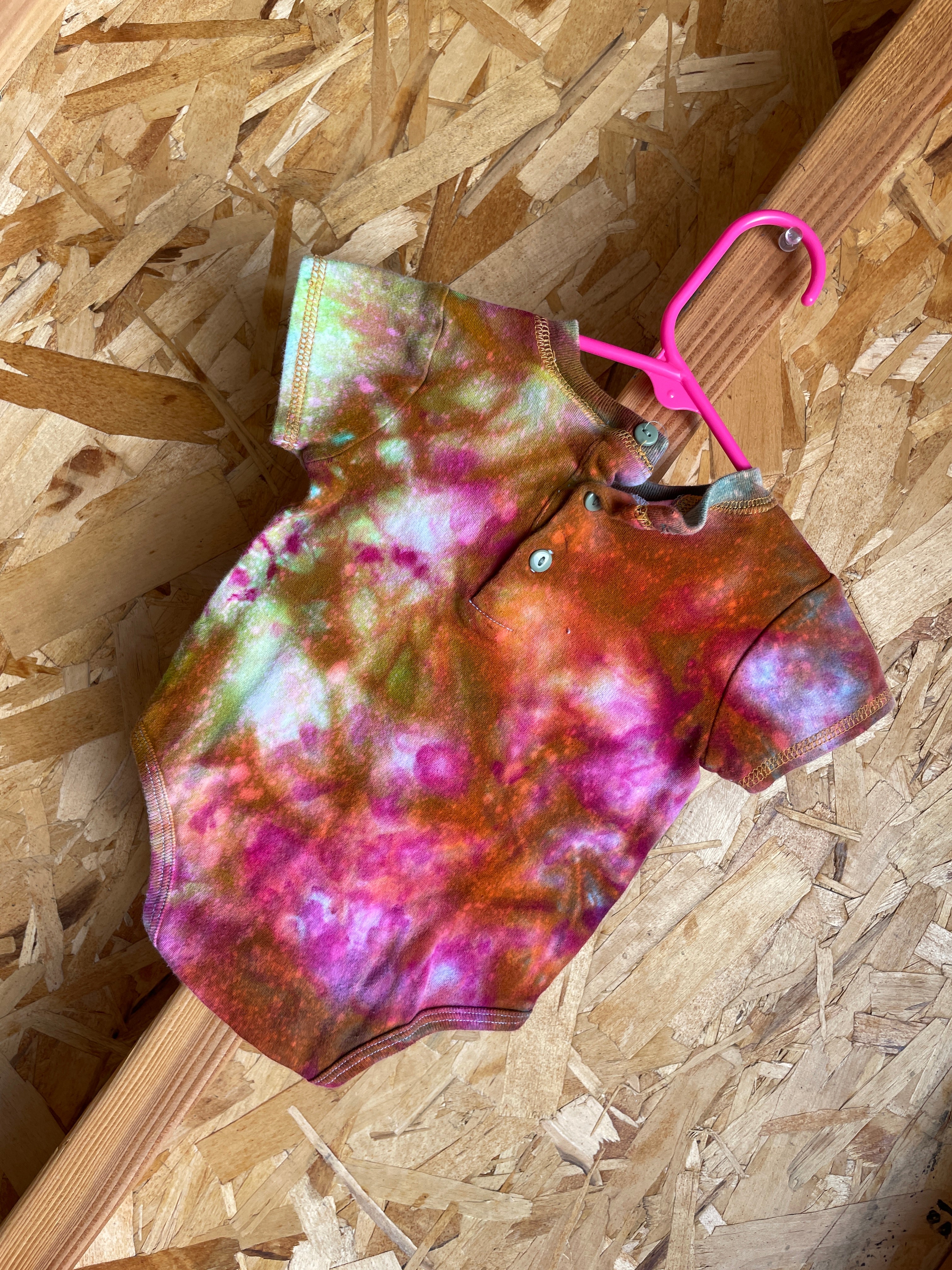 0-3 MONTHS Short Sleeve Baby Onesie | Handmade Tie Dye Cotton Onesie | Galaxy Ice Dyed Baby clothing