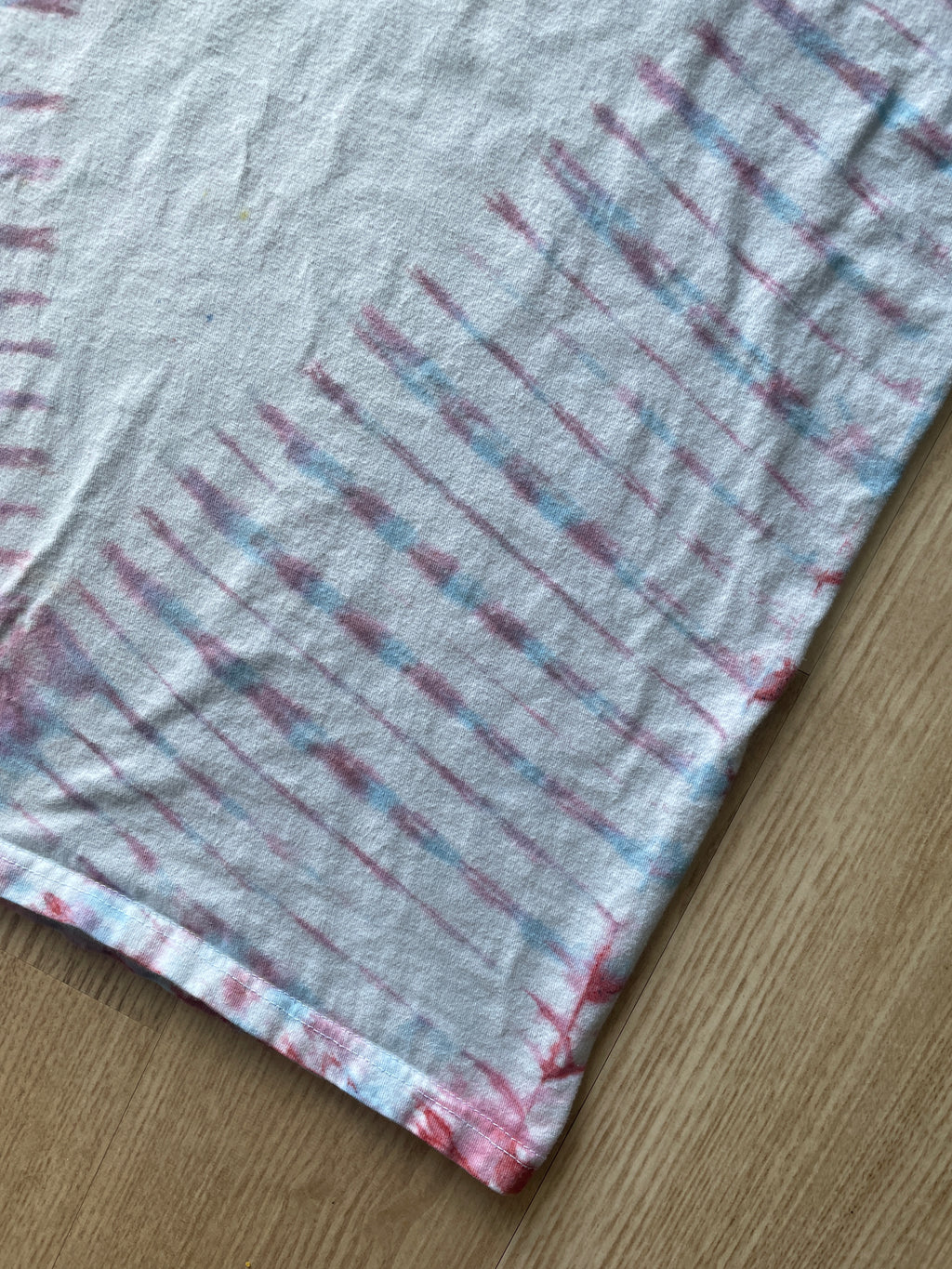 MEDIUM Men’s Van's Off the Wall Doublesided Handmade Tie Dye T-Shirt | One-Of-a-Kind Pastel Pink and Blue Short Sleeve