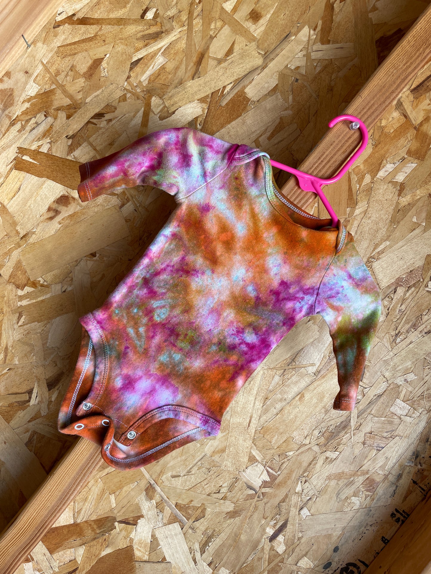 0-3 MONTHS Long Sleeve Baby Onesie | Handmade Tie Dye Cotton Onesie | Galaxy Ice Dyed Baby clothing