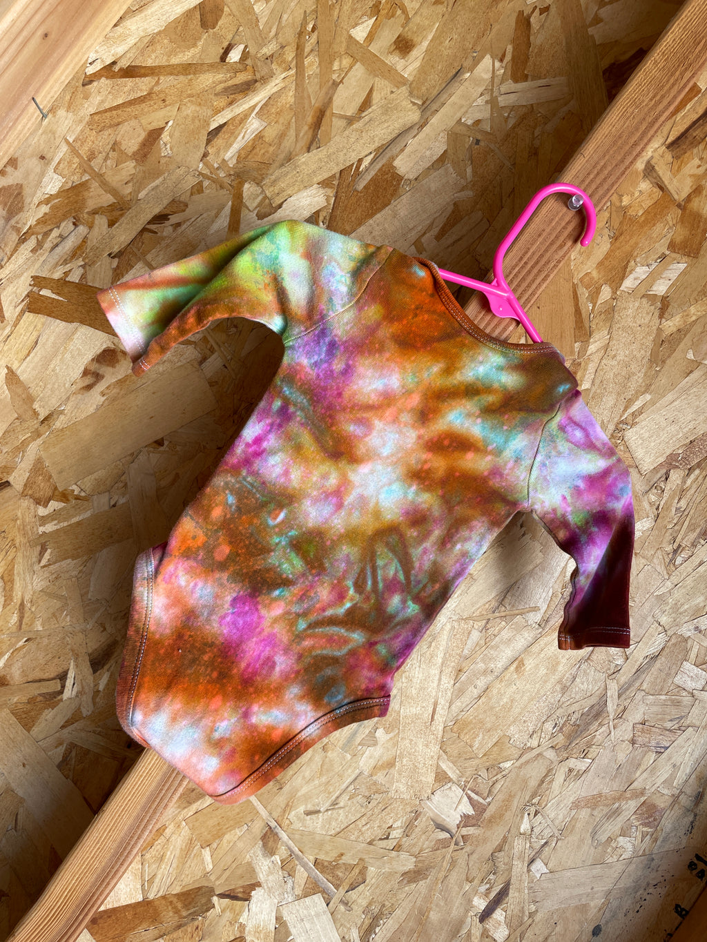 0-3 MONTHS Long Sleeve Baby Onesie | Handmade Tie Dye Cotton Onesie | Galaxy Ice Dyed Baby clothing