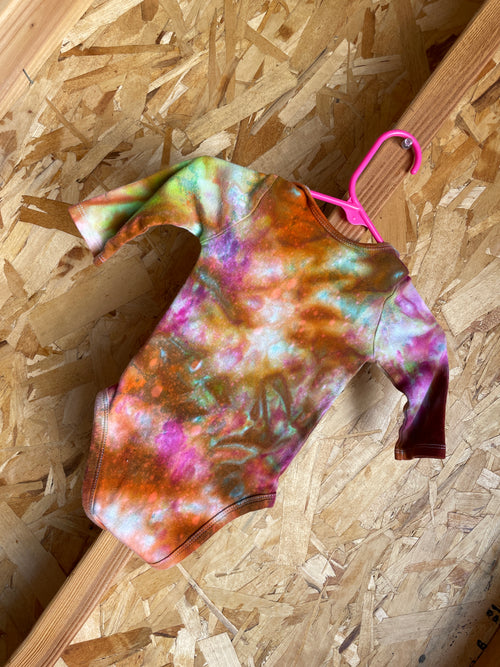 0-3 MONTHS Long Sleeve Baby Onesie | Handmade Tie Dye Cotton Onesie | Galaxy Ice Dyed Baby clothing