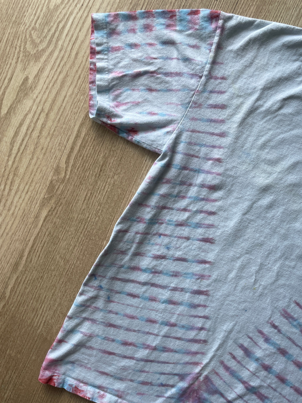 MEDIUM Men’s Van's Off the Wall Doublesided Handmade Tie Dye T-Shirt | One-Of-a-Kind Pastel Pink and Blue Short Sleeve