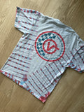 MEDIUM Men’s Van's Off the Wall Doublesided Handmade Tie Dye T-Shirt | One-Of-a-Kind Pastel Pink and Blue Short Sleeve