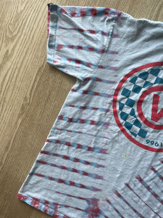 MEDIUM Men’s Van's Off the Wall Doublesided Handmade Tie Dye T-Shirt | One-Of-a-Kind Pastel Pink and Blue Short Sleeve