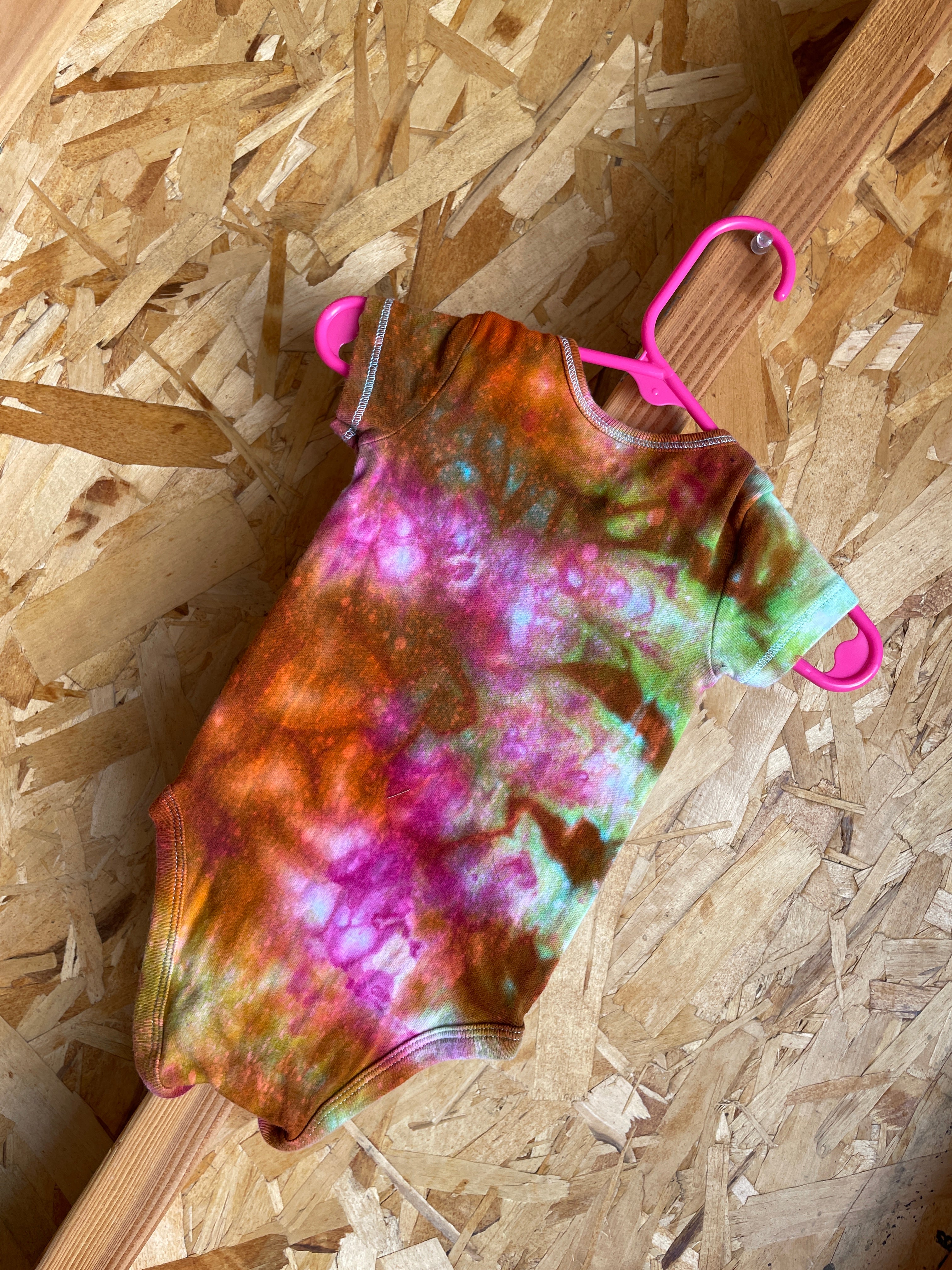 0-3 MONTHS Short Sleeve Baby Onesie | Handmade Tie Dye Cotton Onesie | Galaxy Ice Dyed Baby clothing