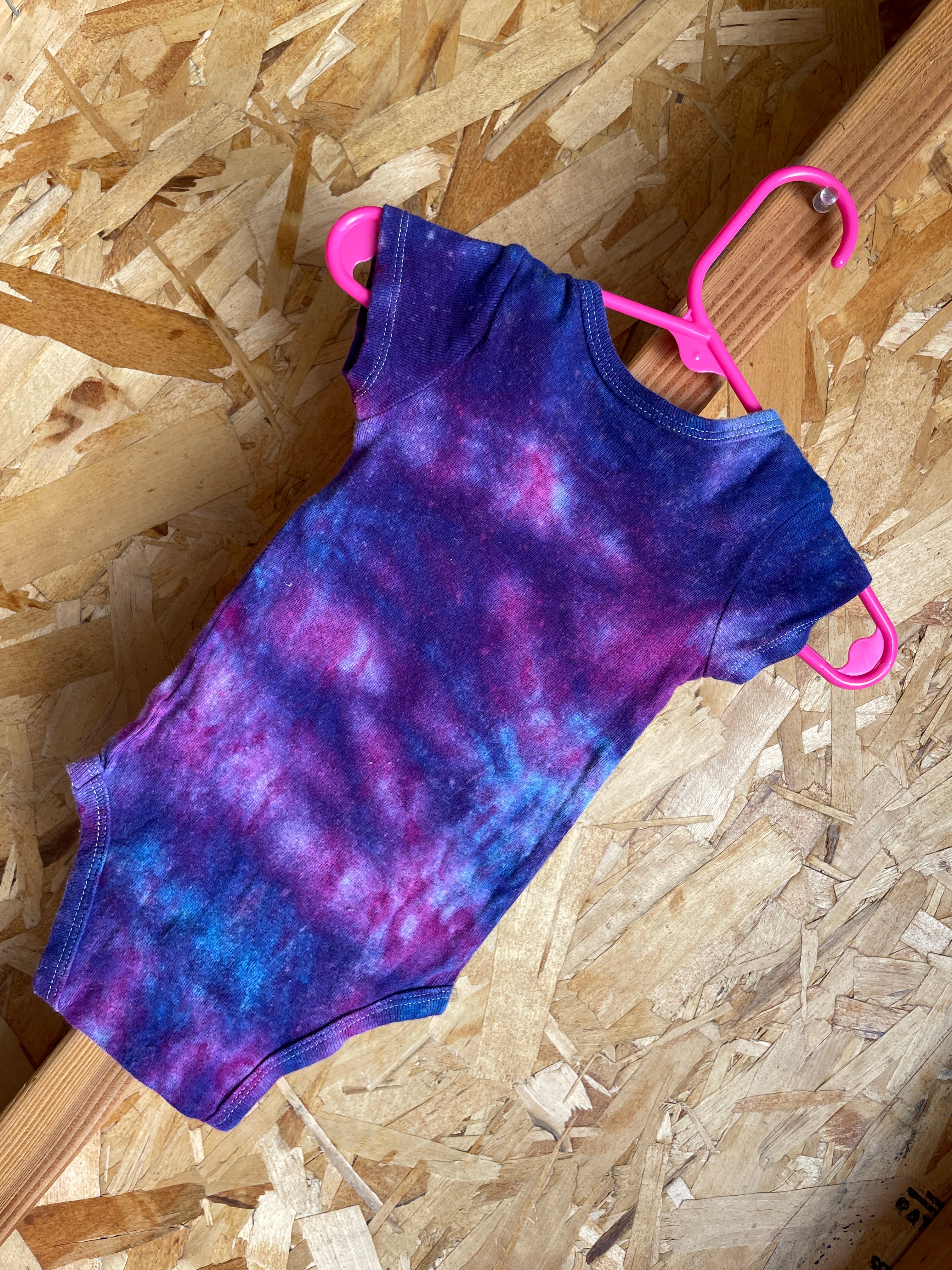 3-6 MONTHS Short Sleeve Baby Onesie | Handmade Tie Dye Cotton Onesie | Galaxy Ice Dyed Baby clothing