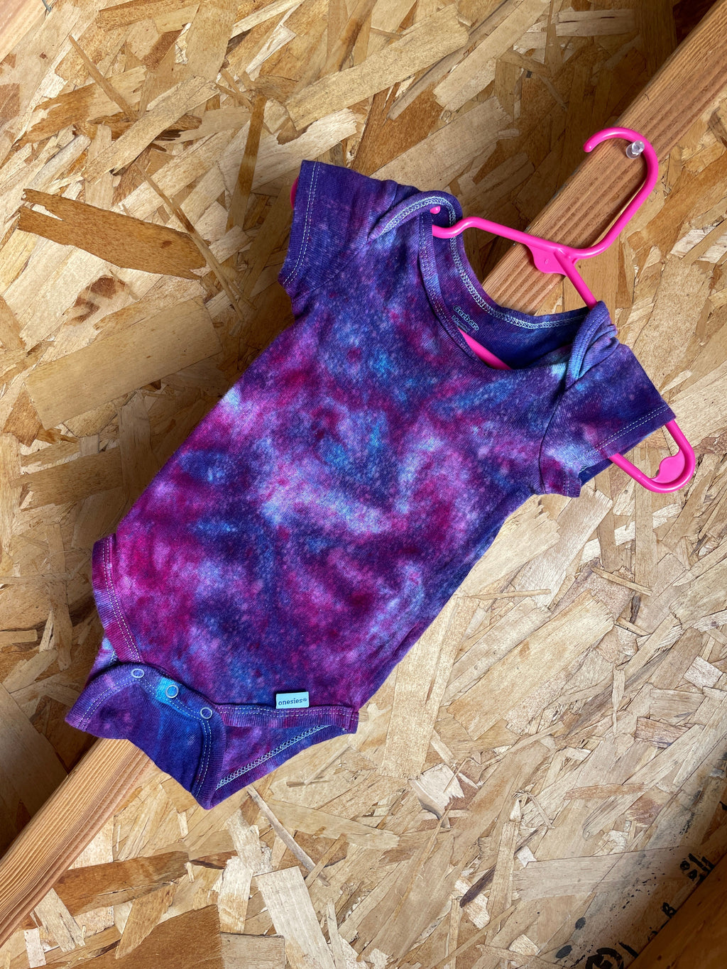 3-6 MONTHS Short Sleeve Baby Onesie | Handmade Tie Dye Cotton Onesie | Galaxy Ice Dyed Baby clothing