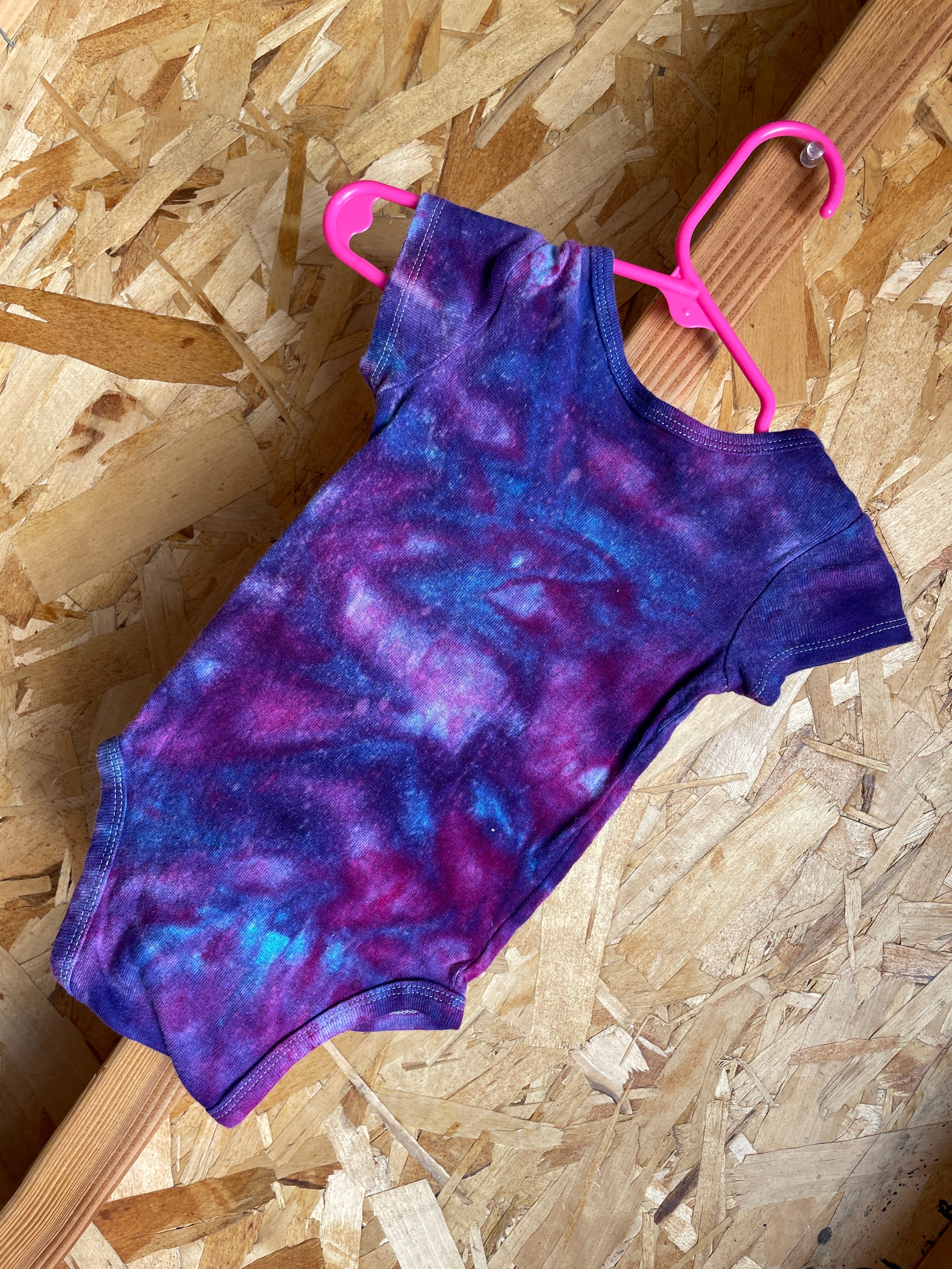 3-6 MONTHS Short Sleeve Baby Onesie | Handmade Tie Dye Cotton Onesie | Galaxy Ice Dyed Baby clothing