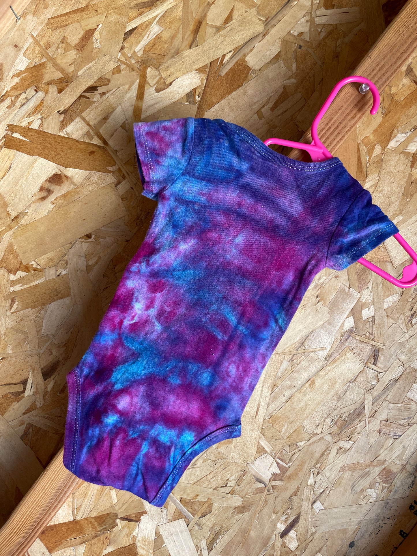 3-6 MONTHS Short Sleeve Baby Onesie | Handmade Tie Dye Cotton Onesie | Galaxy Ice Dyed Baby clothing