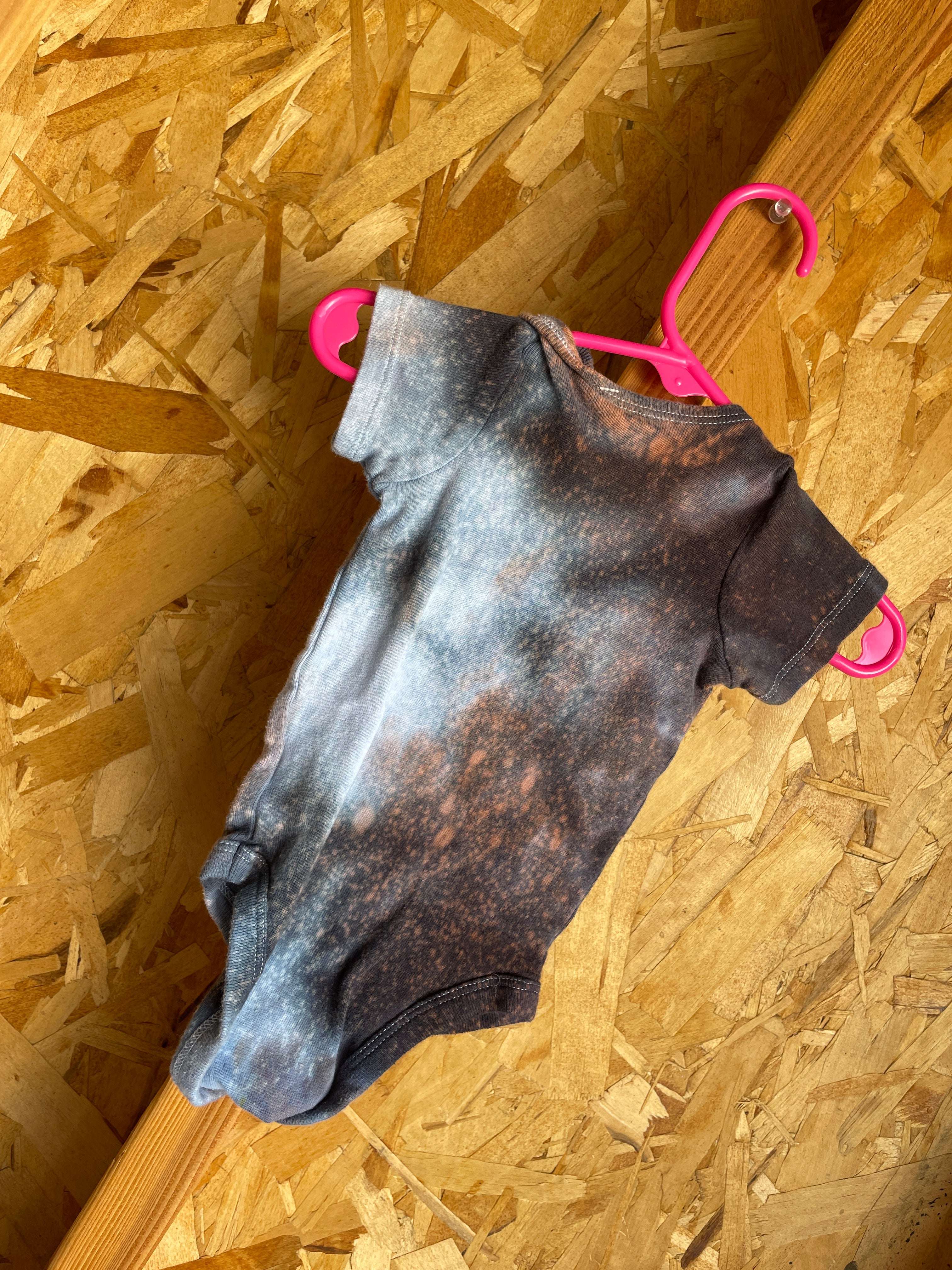 6-9 MONTHS Short Sleeve Baby Onesie | Handmade Tie Dye Cotton Onesie | Galaxy Ice Dyed Baby clothing