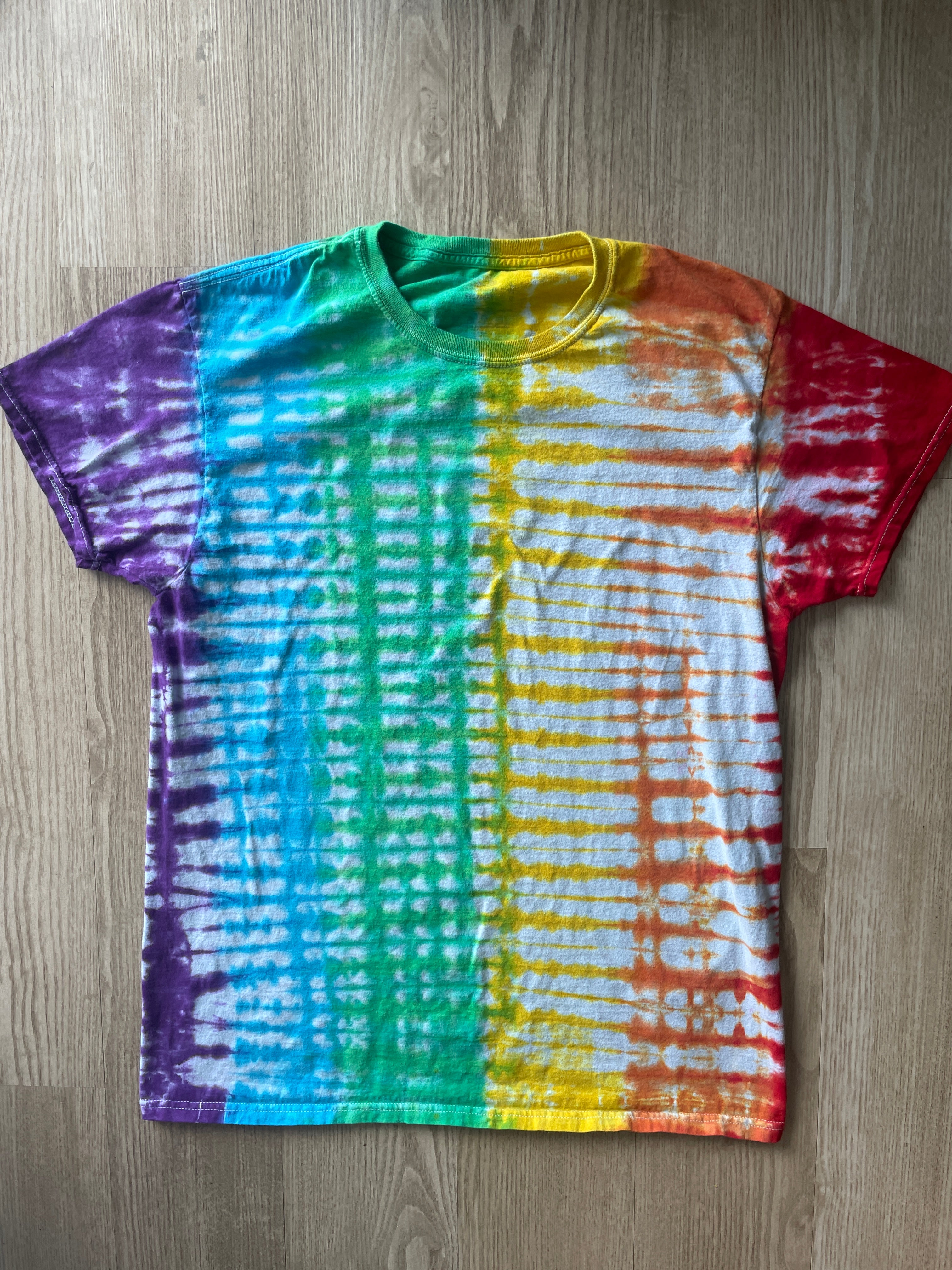 LARGE Men’s PRIDE Rainbow Handmade Tie Dye T-Shirt | One-Of-a-Kind Short Sleeve Tee