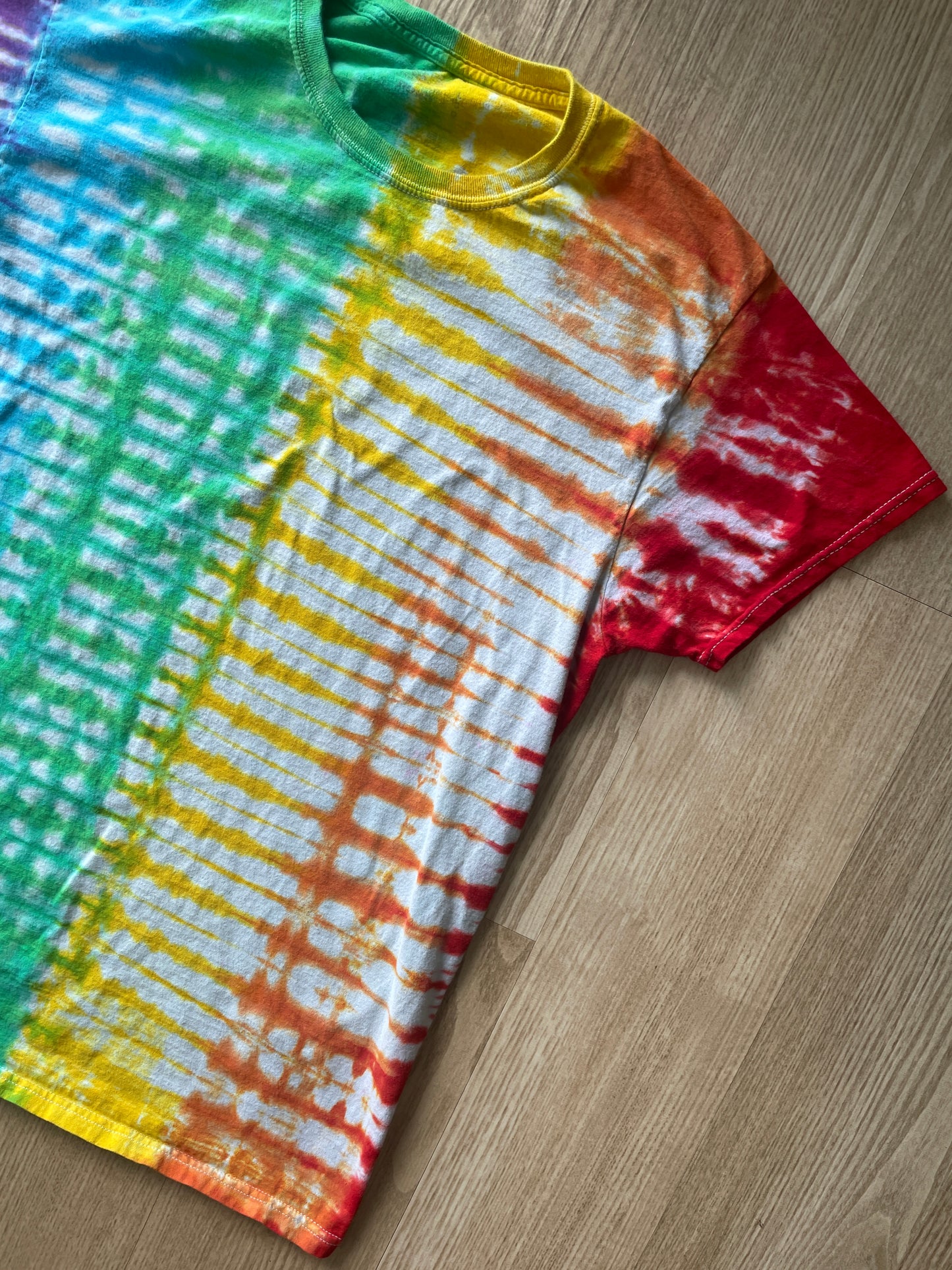 LARGE Men’s PRIDE Rainbow Handmade Tie Dye T-Shirt | One-Of-a-Kind Short Sleeve Tee