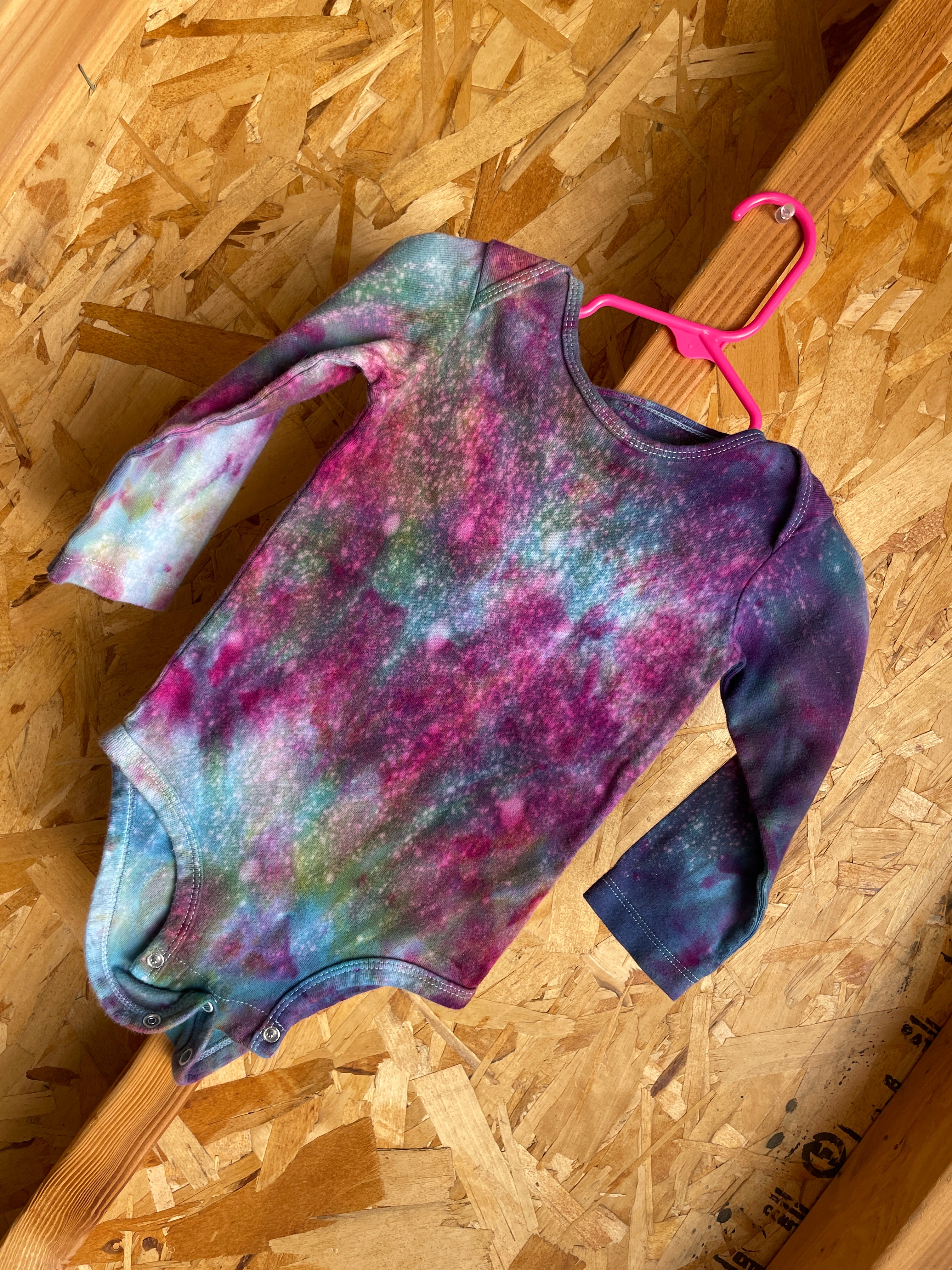 24 MONTHS Long Sleeve Baby Onesie | Handmade Tie Dye Cotton Onesie | Galaxy Ice Dyed Baby clothing