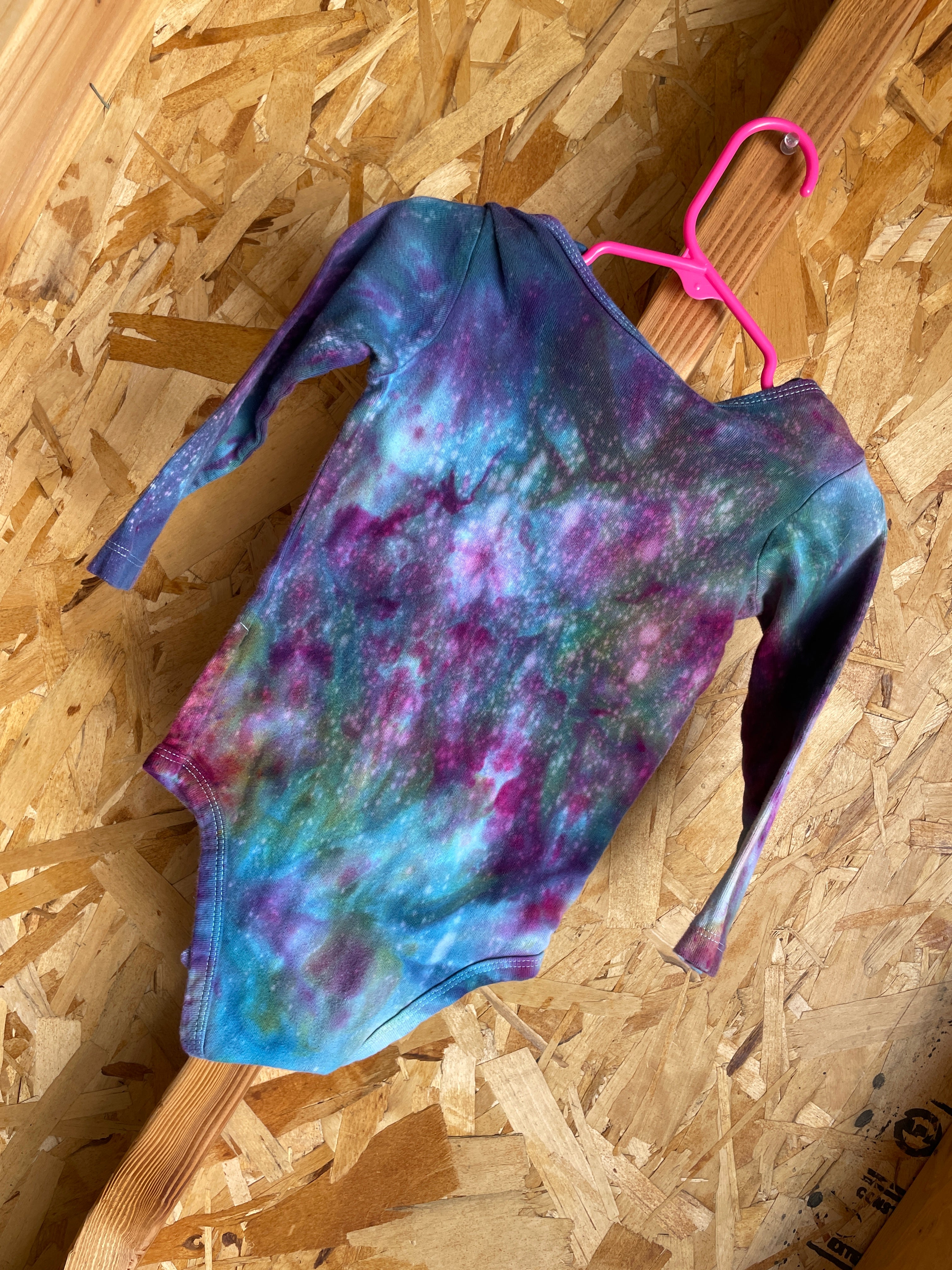 24 MONTHS Long Sleeve Baby Onesie | Handmade Tie Dye Cotton Onesie | Galaxy Ice Dyed Baby clothing
