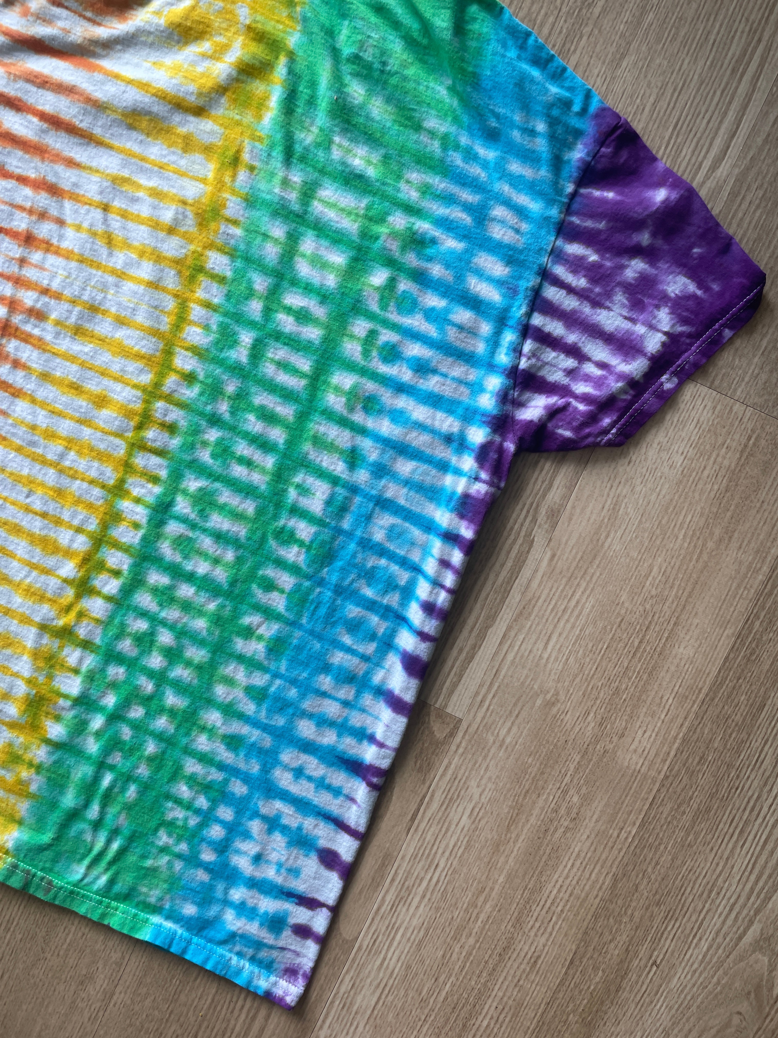 LARGE Men’s PRIDE Rainbow Handmade Tie Dye T-Shirt | One-Of-a-Kind Short Sleeve Tee