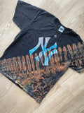 LARGE Men’s New York Yankees Handmade Tie Dye T-Shirt | One-Of-a-Kind Black and Dark Blue Short Sleeve